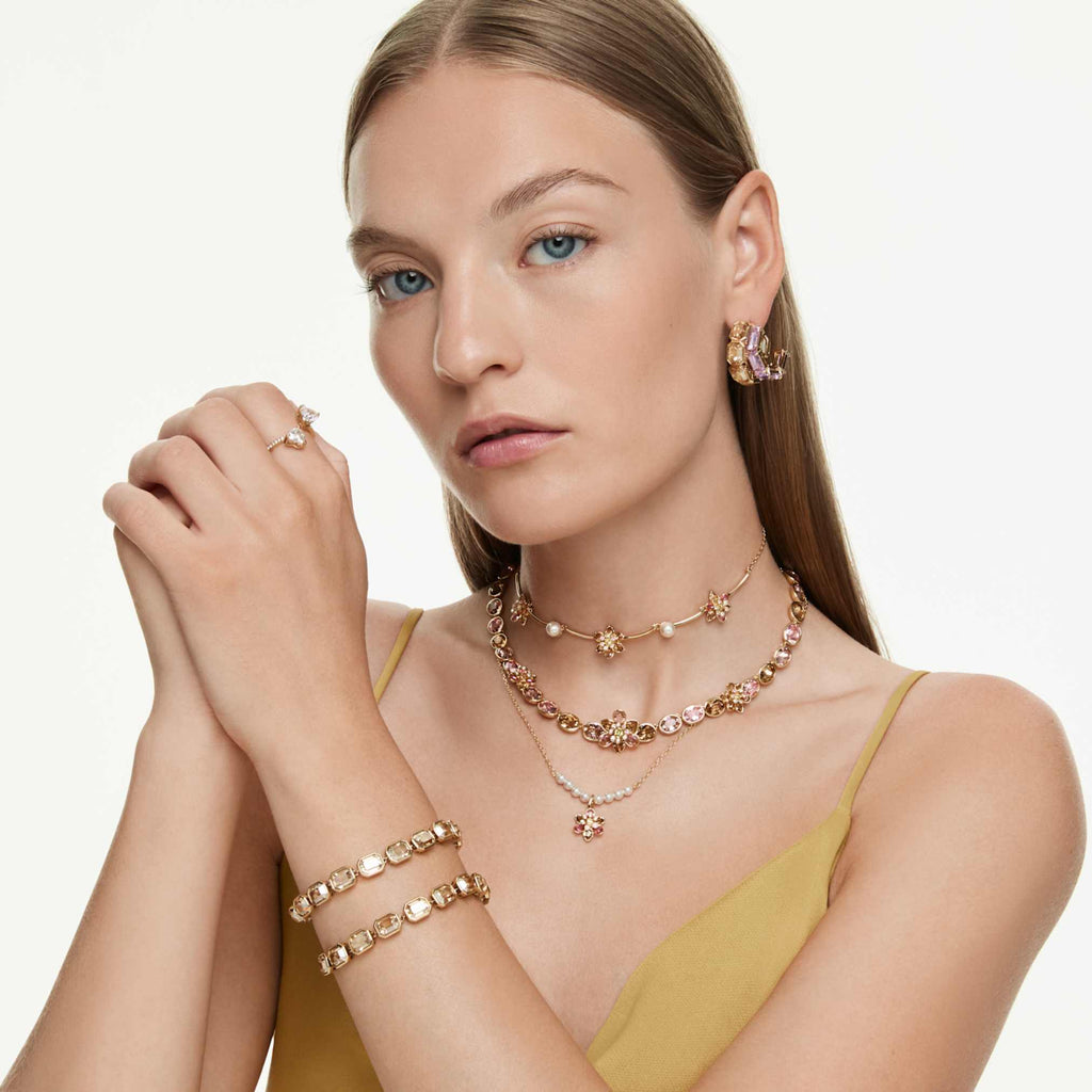 Swarovski Millenia bracelet Octagon cut, Caramel, 18K gold finish