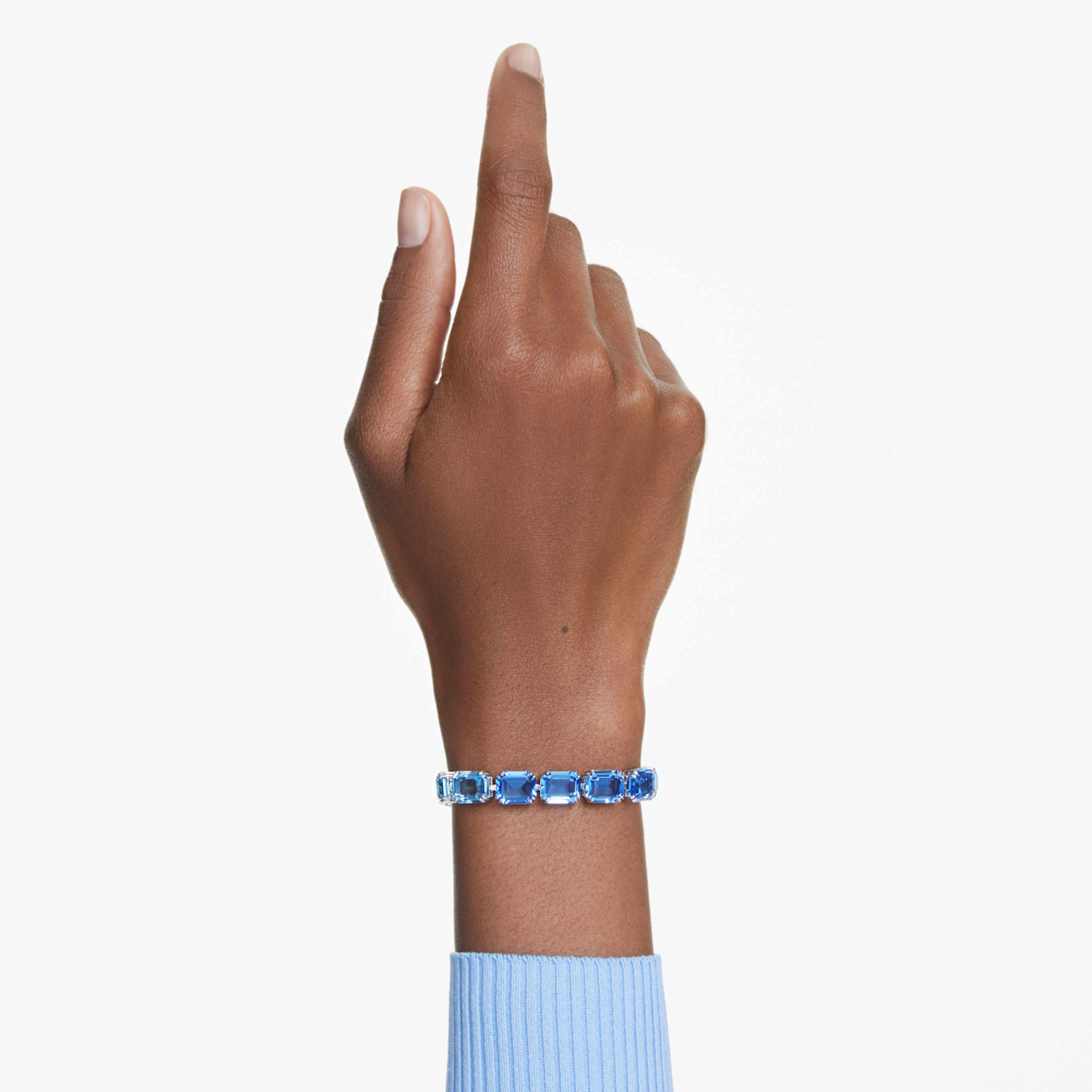 Swarovski Millenia bracelet Octagon cut, Color gradient, Blue, Rhodium plated