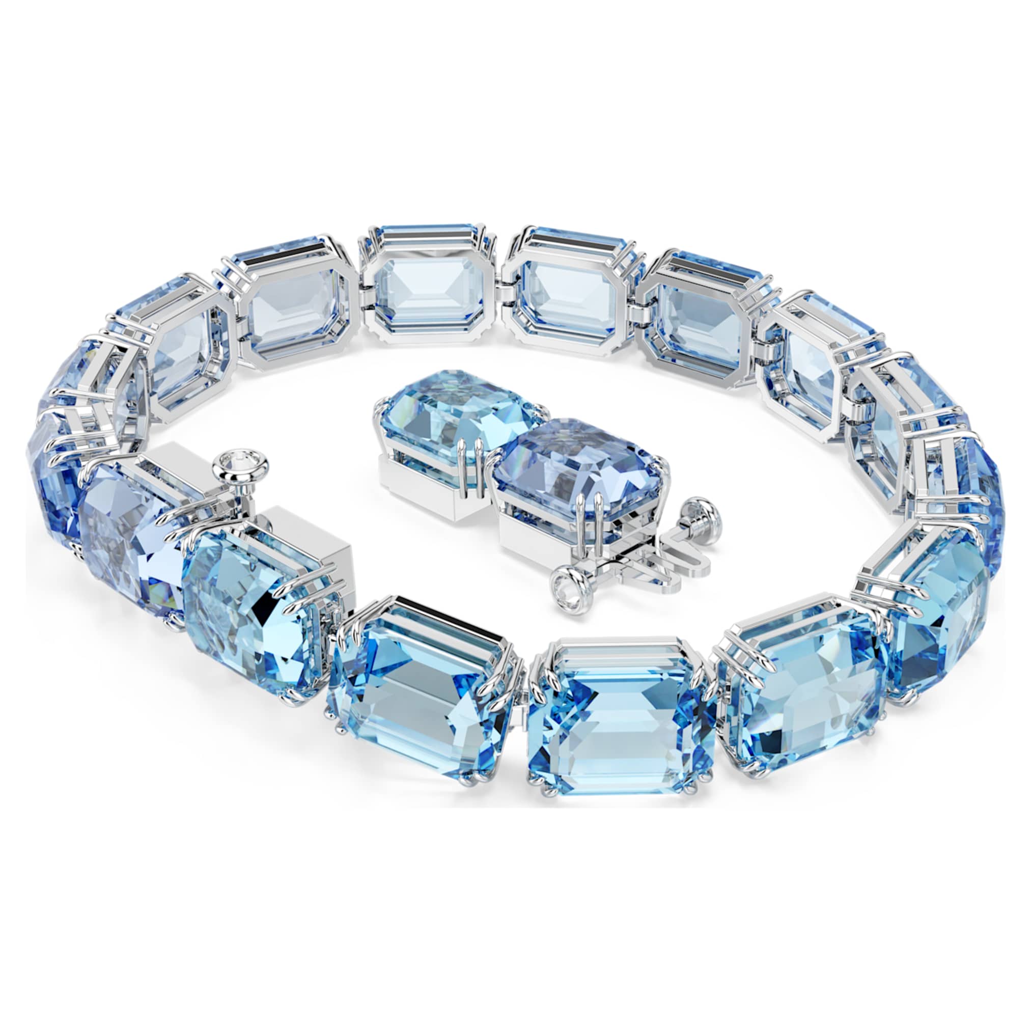 Swarovski Millenia bracelet Octagon cut, Color gradient, Blue, Rhodium plated