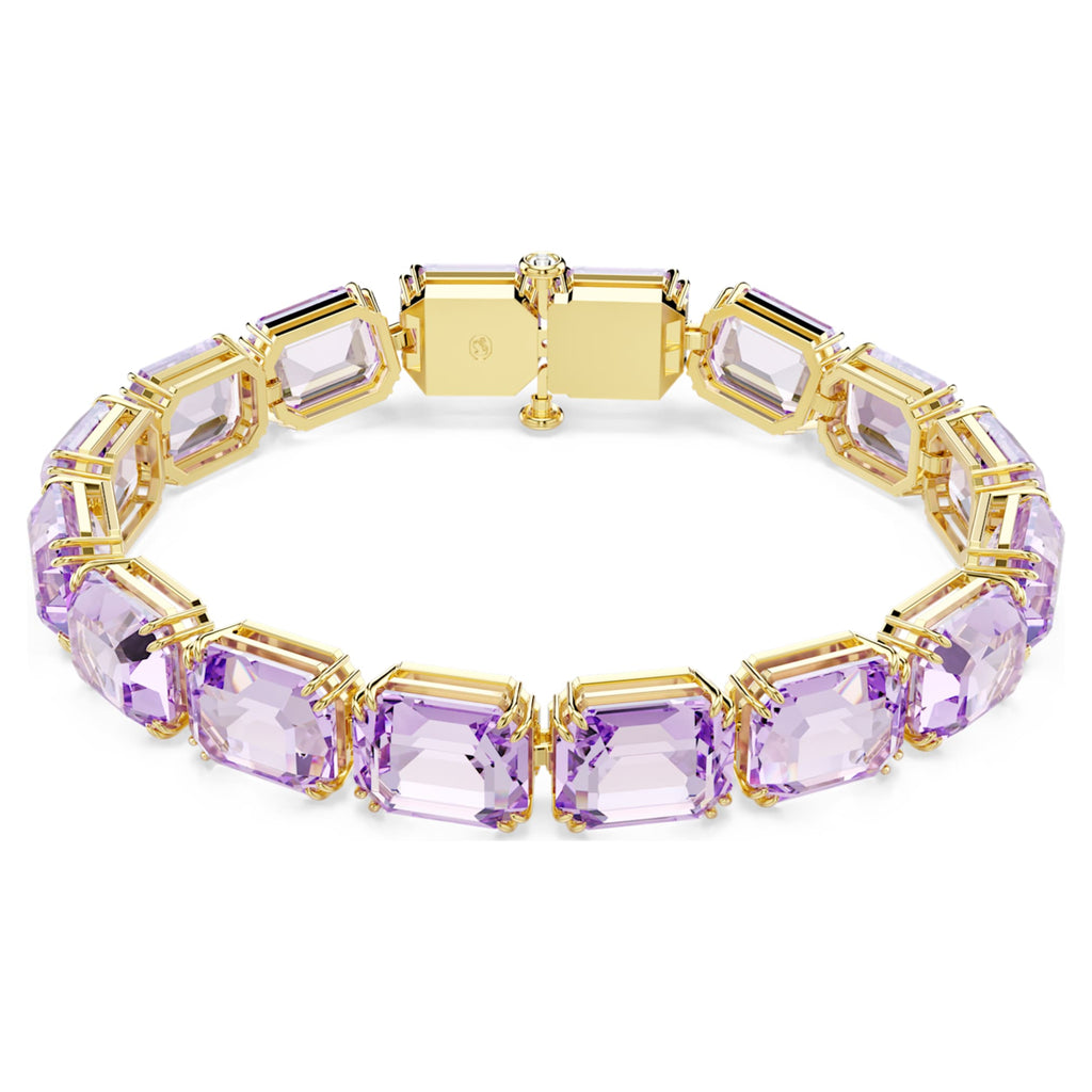 Swarovski Millenia bracelet Octagon cut, Purple, 18K gold finish