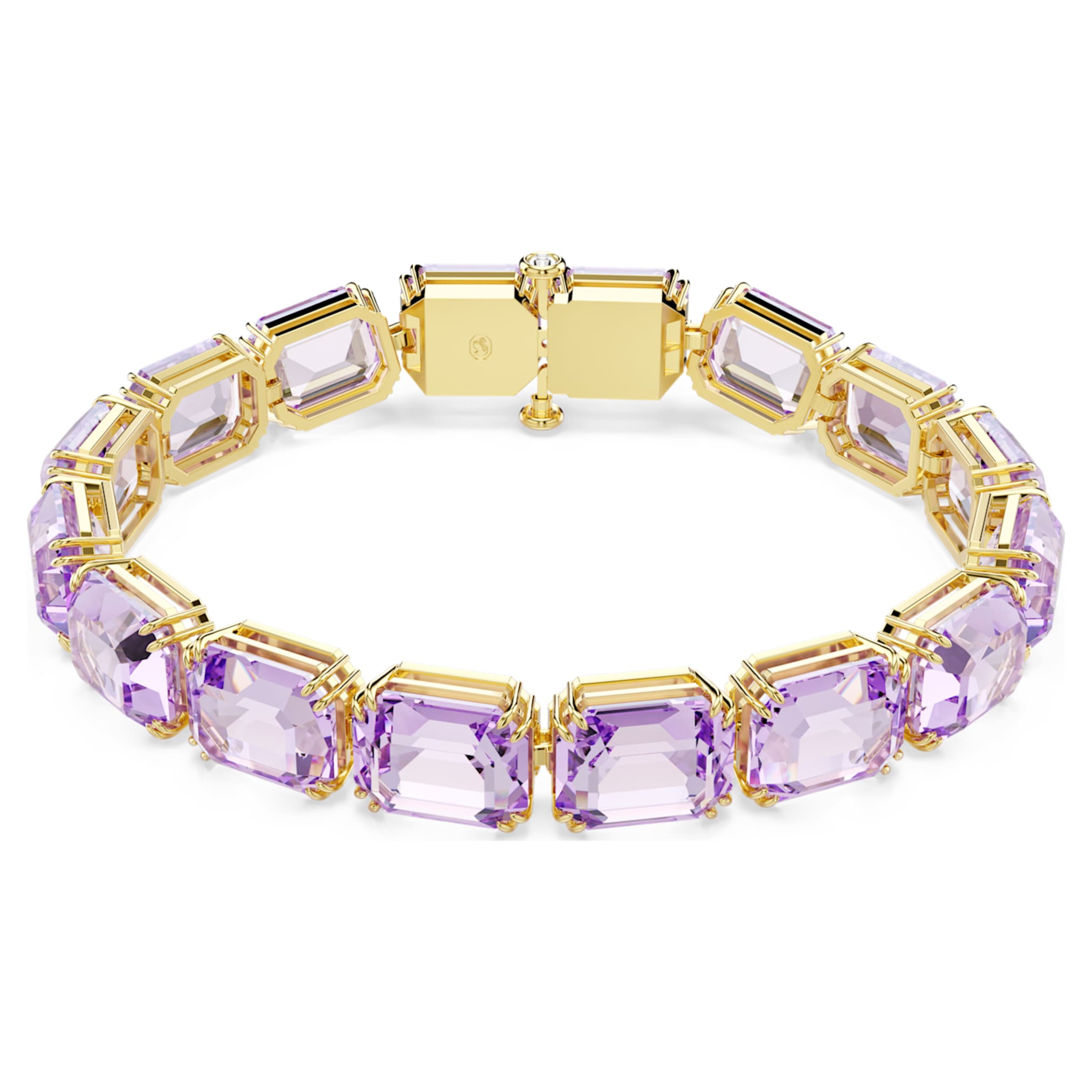 Swarovski Millenia bracelet Octagon cut, Purple, 18K gold finish