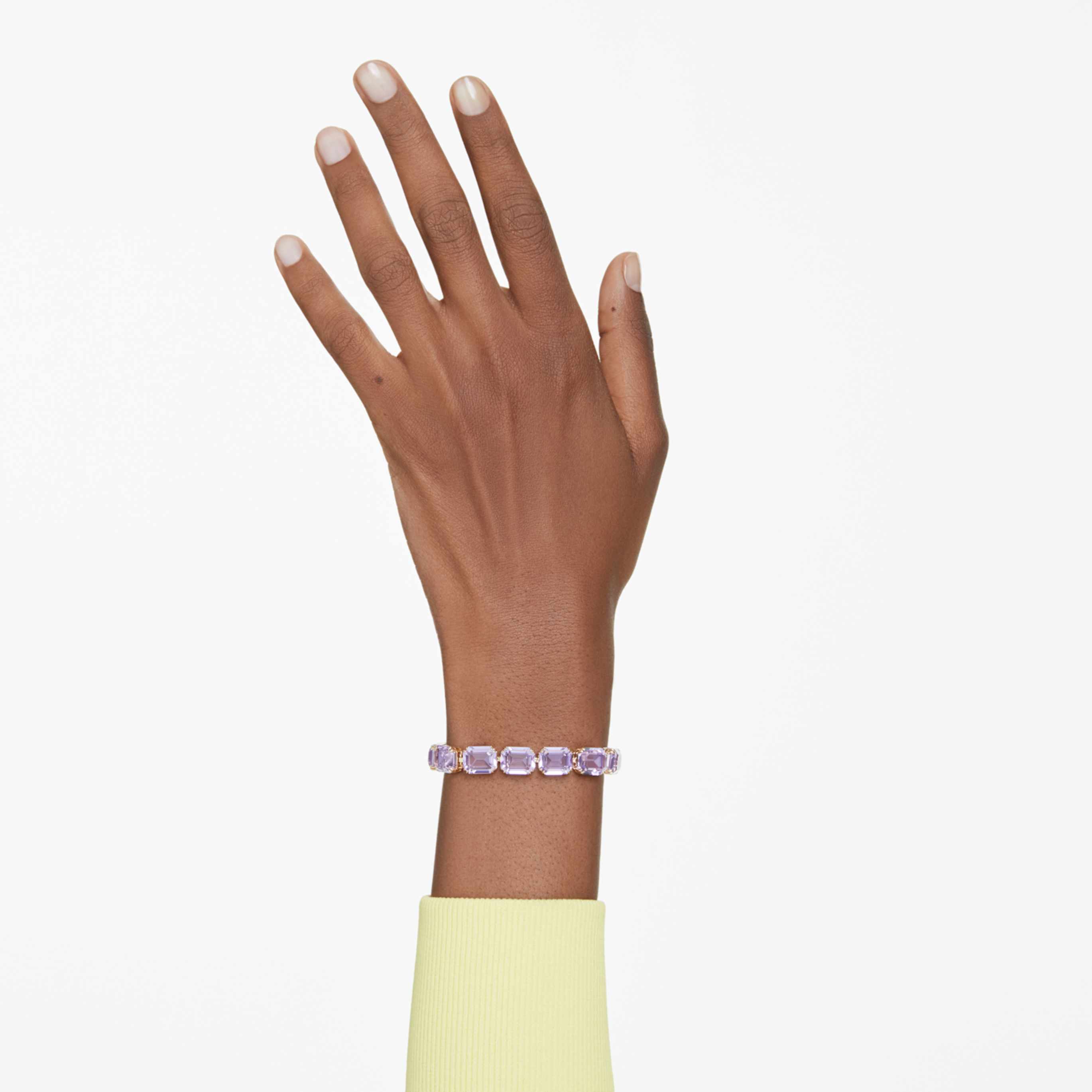 Swarovski Millenia bracelet Octagon cut, Purple, 18K gold finish