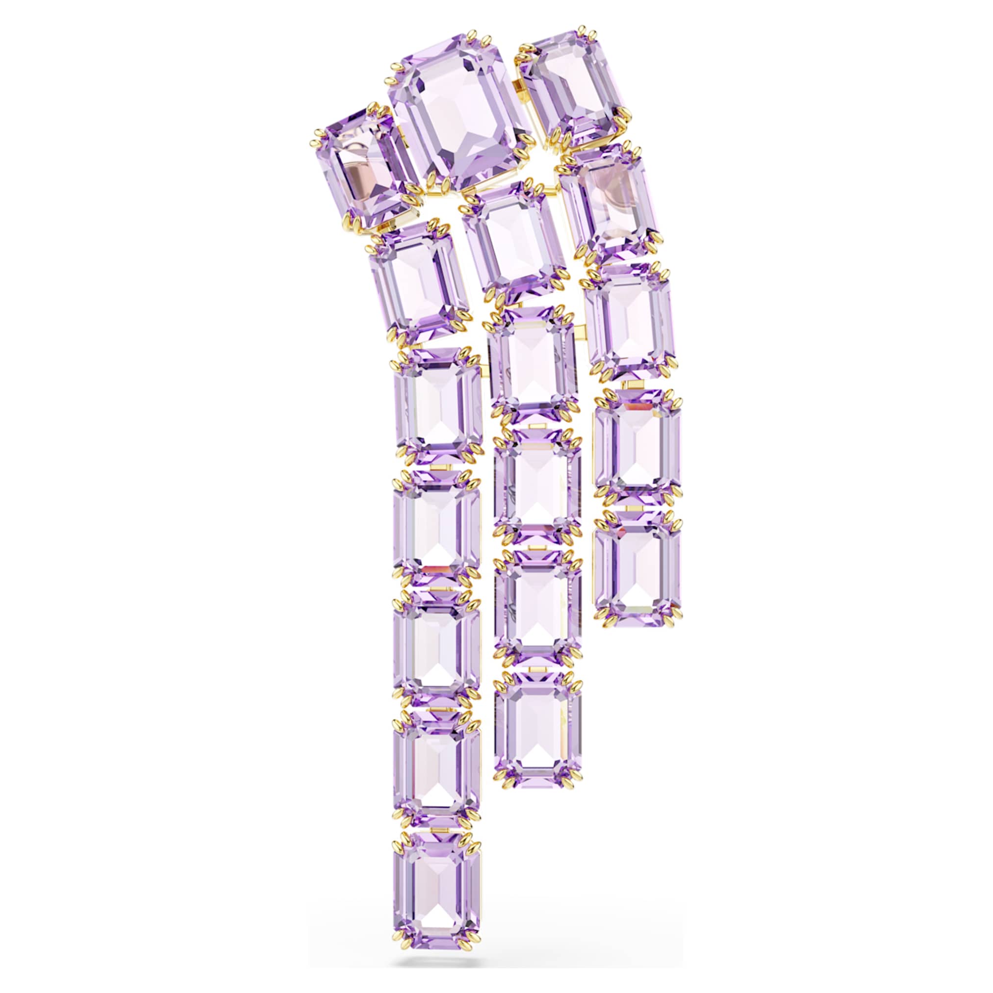 Swarovski Millenia brooch Octagon cut, Purple, 18K gold finish