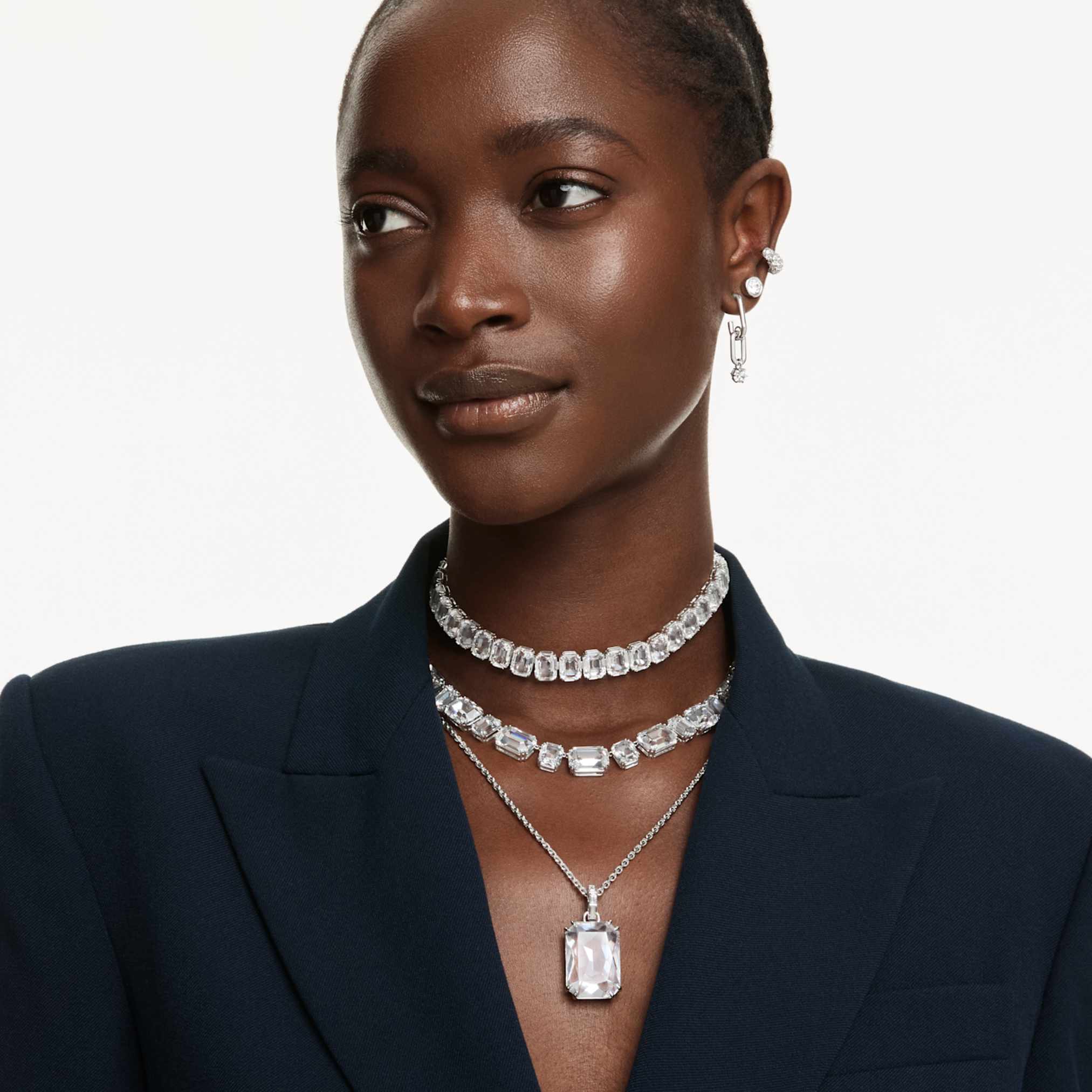 Swarovski Millenia choker Octagon cut, White, Rhodium plated