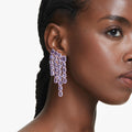 Swarovski Millenia clip earrings Octagon cut, Chandelier, White, Rhodium plated
