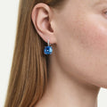 Swarovski Millenia drop earrings Cushion cut, Green, 18K gold finish