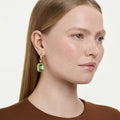 Swarovski Millenia drop earrings Octagon cut, Green, 18K gold finish