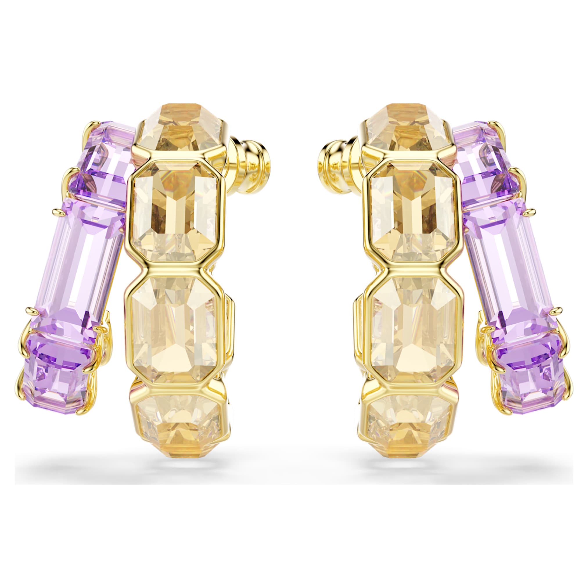 Swarovski Millenia hoop earrings Mixed cuts, Multicolored, 18K gold finish