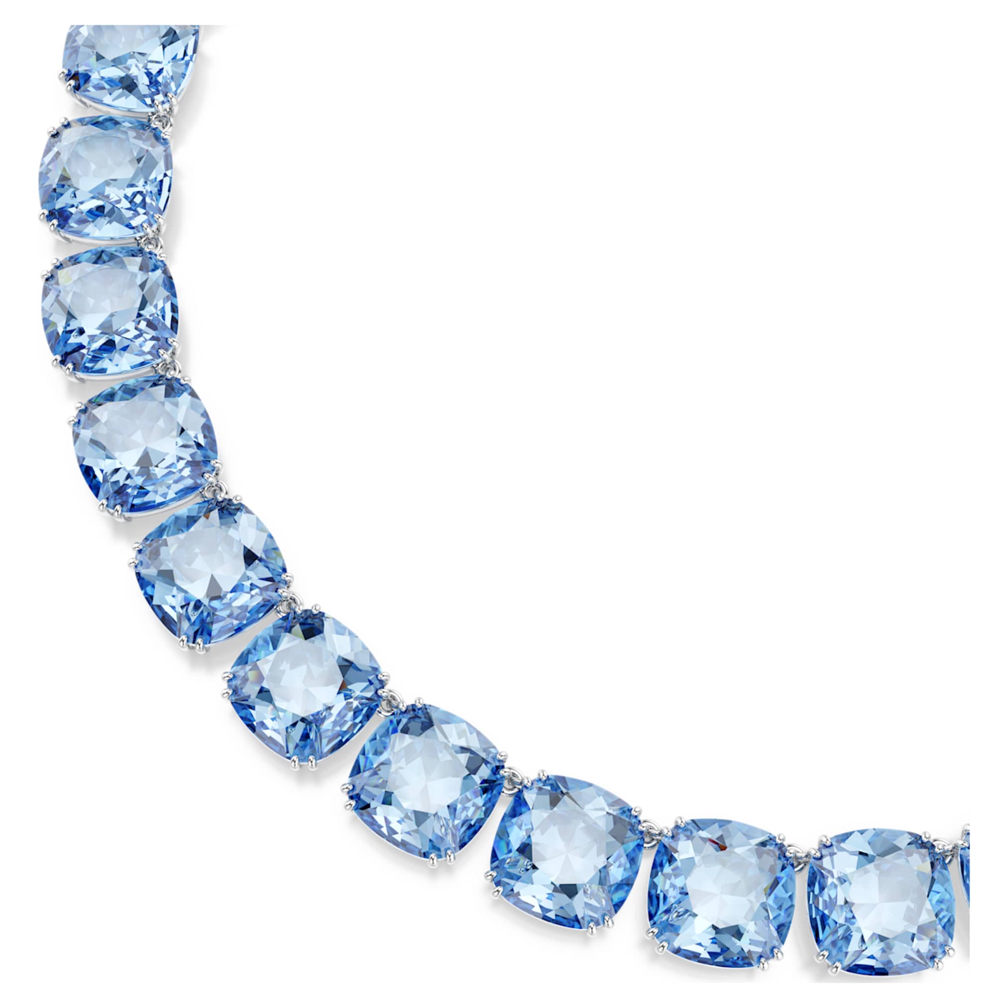 Swarovski Millenia necklace Cushion cut, Blue, Rhodium plated