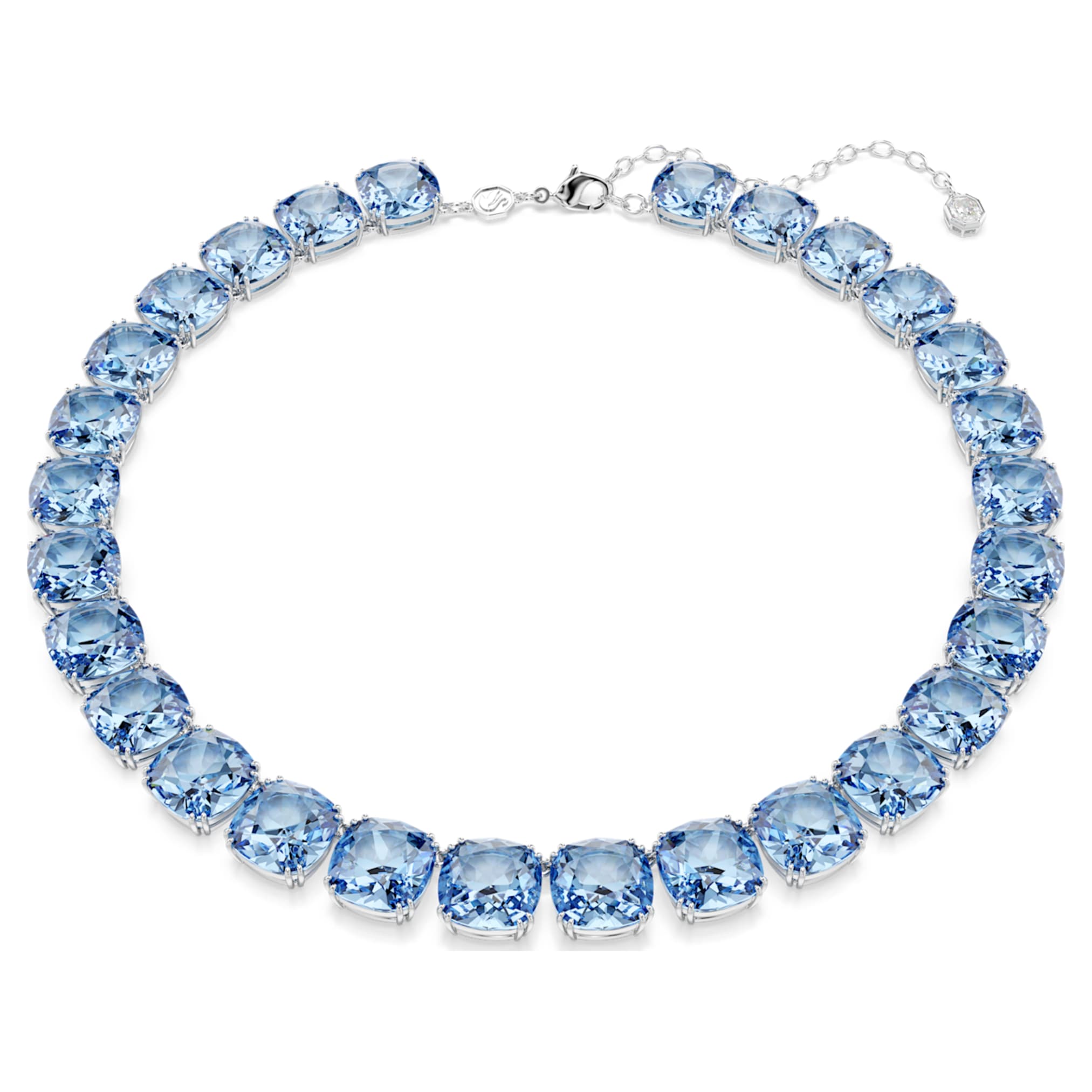 Swarovski Millenia necklace Cushion cut, Blue, Rhodium plated