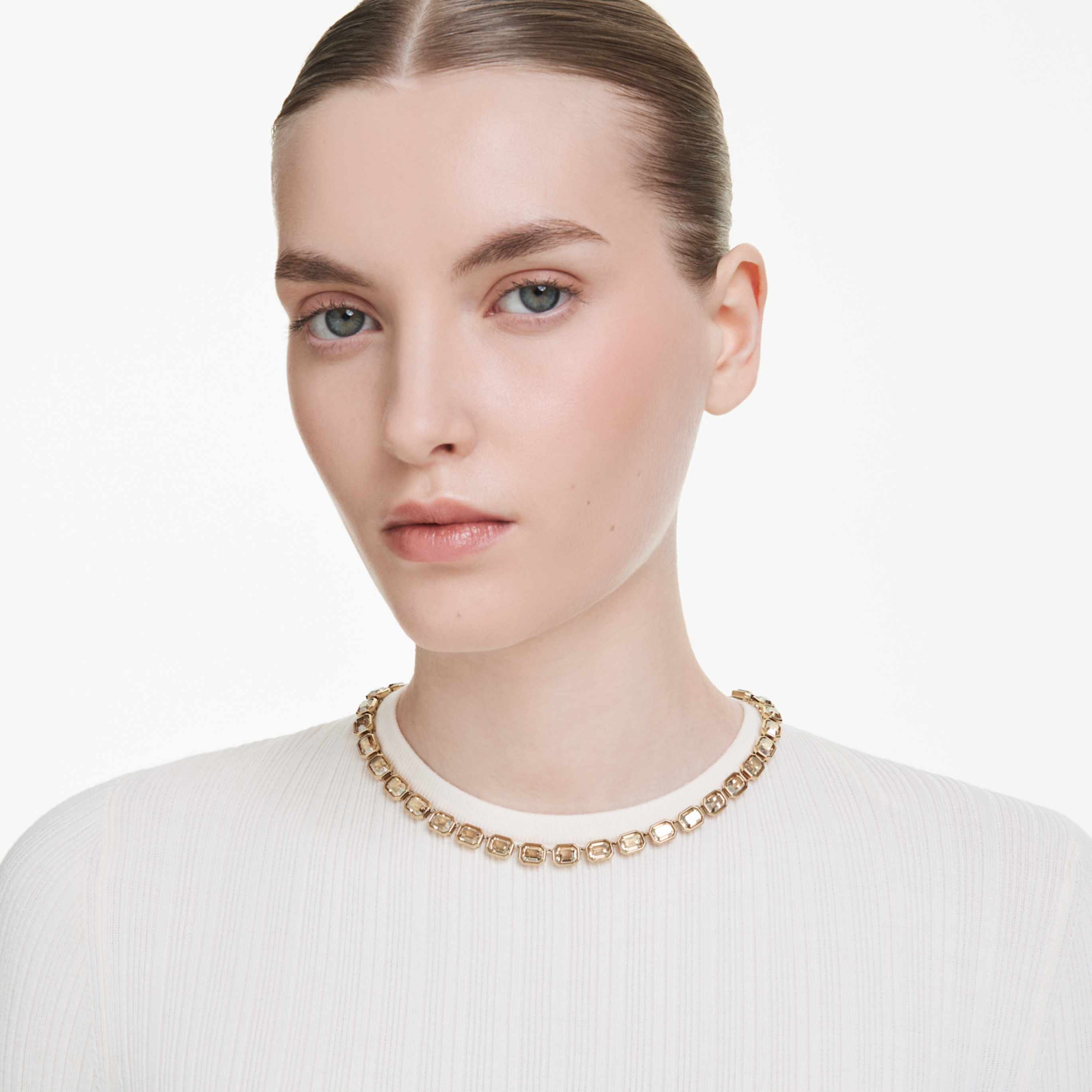 Swarovski Millenia necklace Octagon cut, Yellow, 18K gold finish