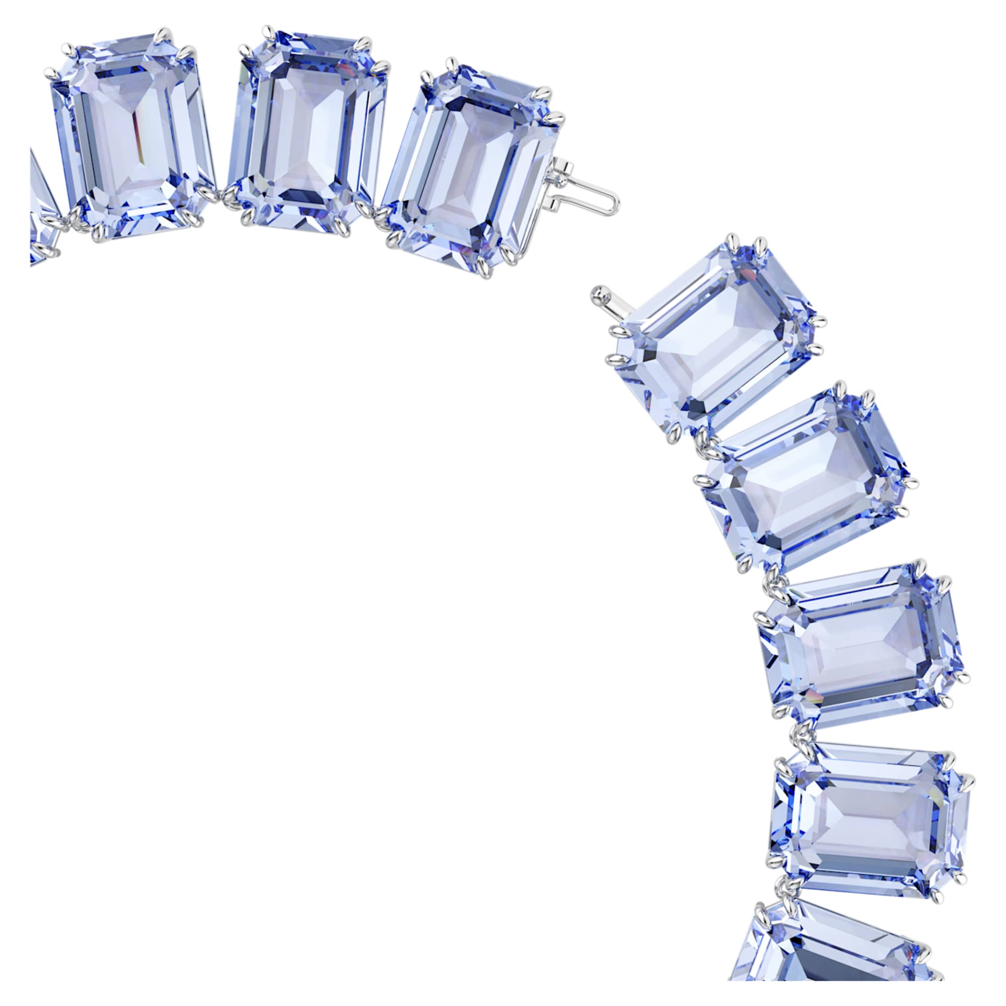 Swarovski Millenia necklace Oversized crystals, Octagon cut, Blue, Rhodium plated
