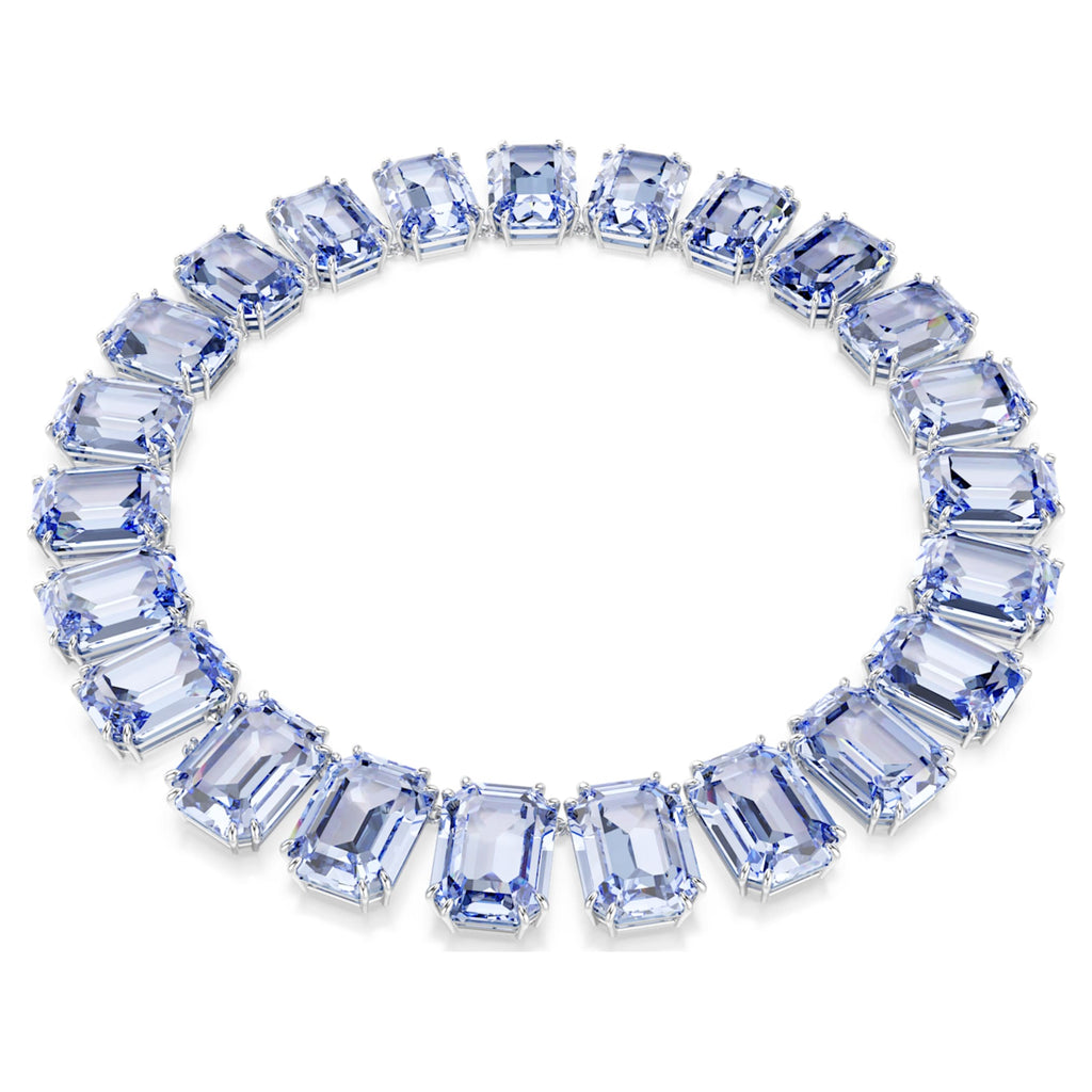 Swarovski Millenia necklace Oversized crystals, Octagon cut, Blue, Rhodium plated
