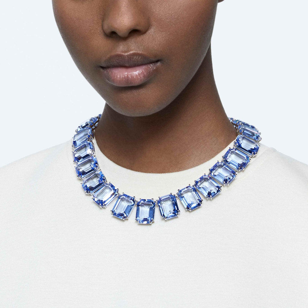 Swarovski Millenia necklace Oversized crystals, Octagon cut, White, Rhodium plated