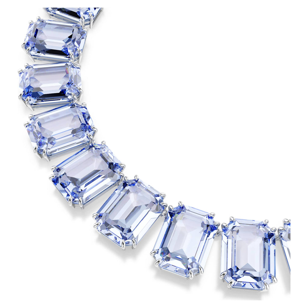 Swarovski Millenia necklace Oversized crystals, Octagon cut, Blue, Rhodium plated