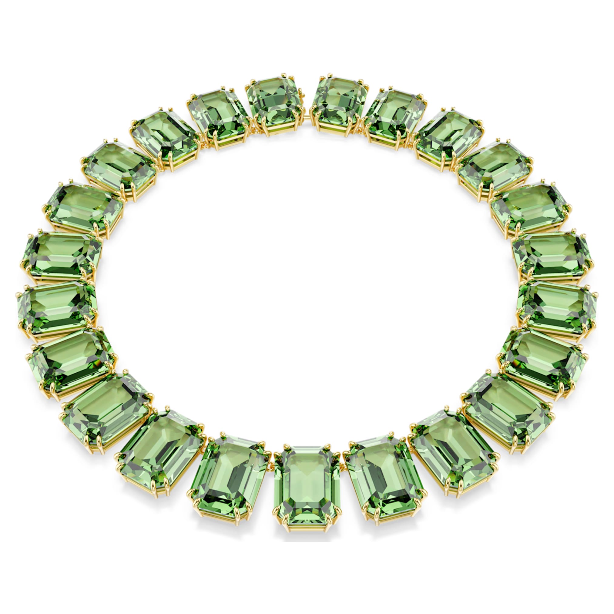 Swarovski Millenia necklace Oversized crystals, Octagon cut, Green, 18K gold finish