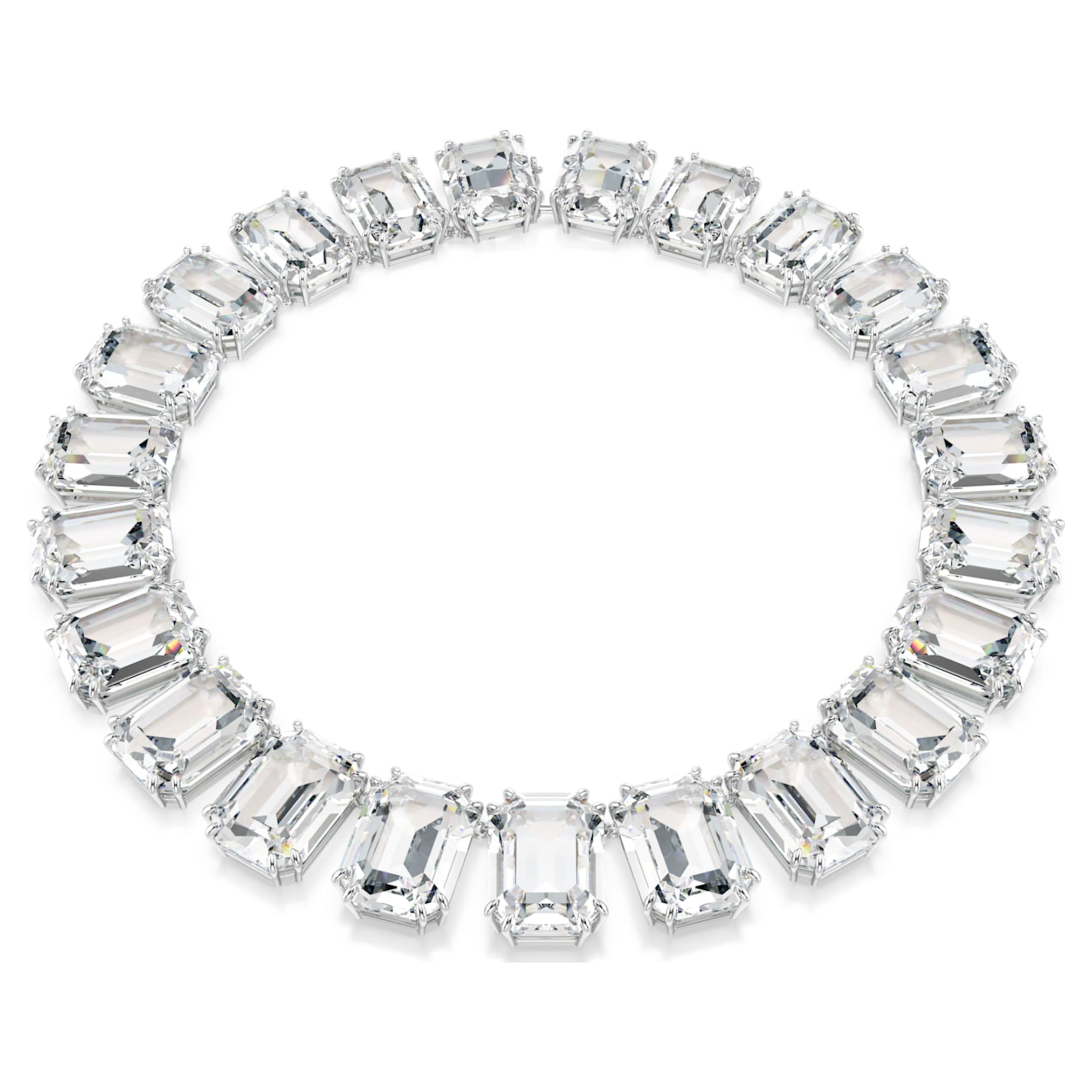 Swarovski Millenia necklace Oversized crystals, Octagon cut, White, Rhodium plated