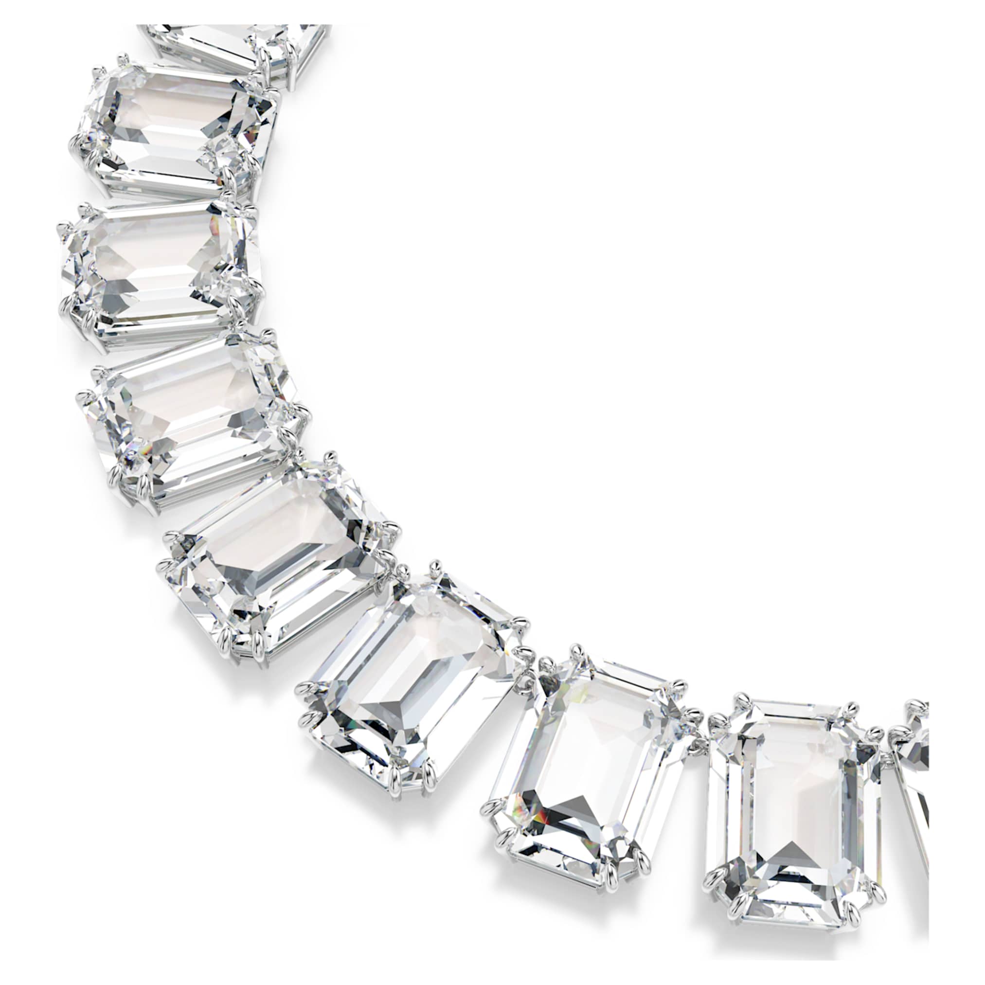Swarovski Millenia necklace Oversized crystals, Octagon cut, White, Rhodium plated