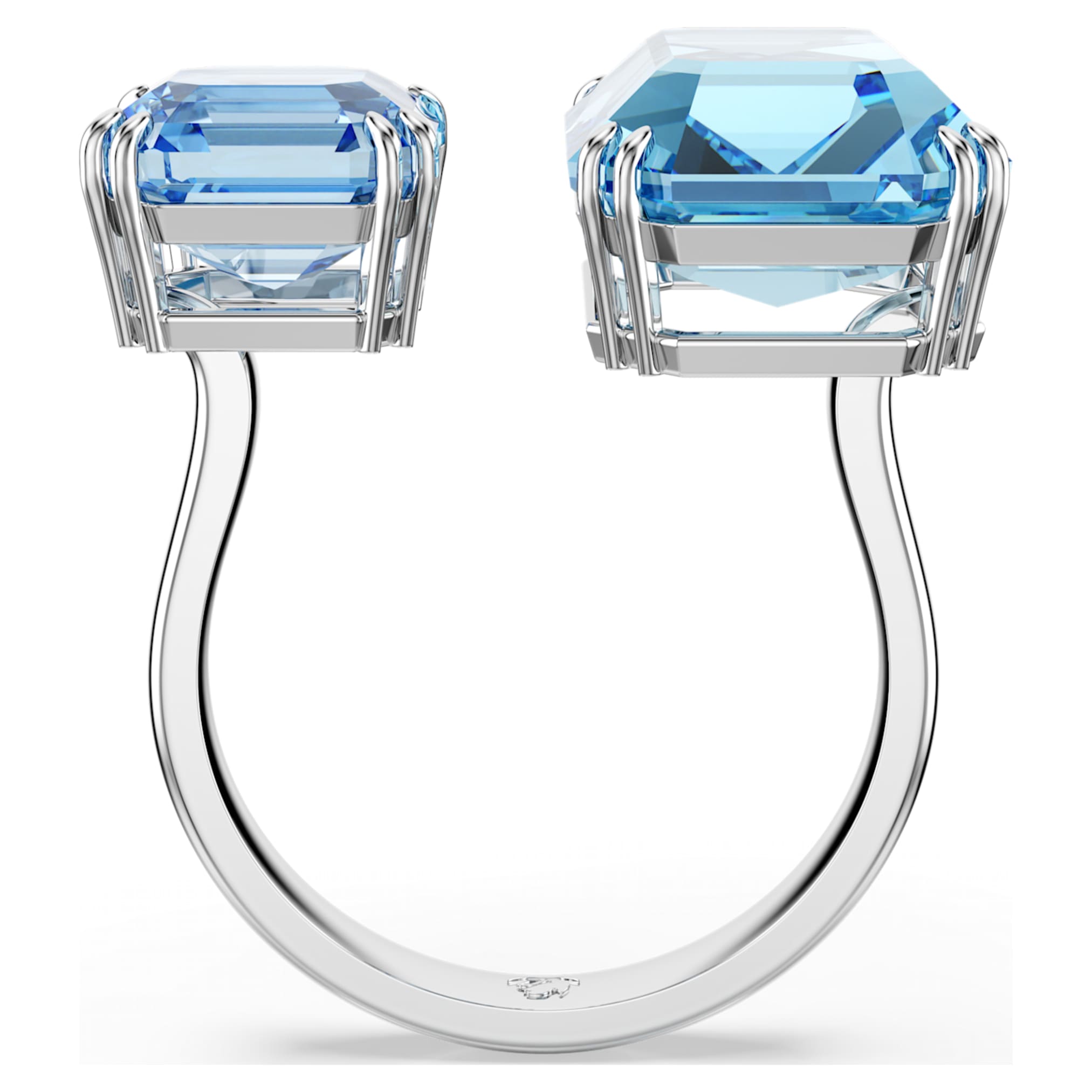 Swarovski Millenia open ring Octagon cut, Blue, Rhodium plated