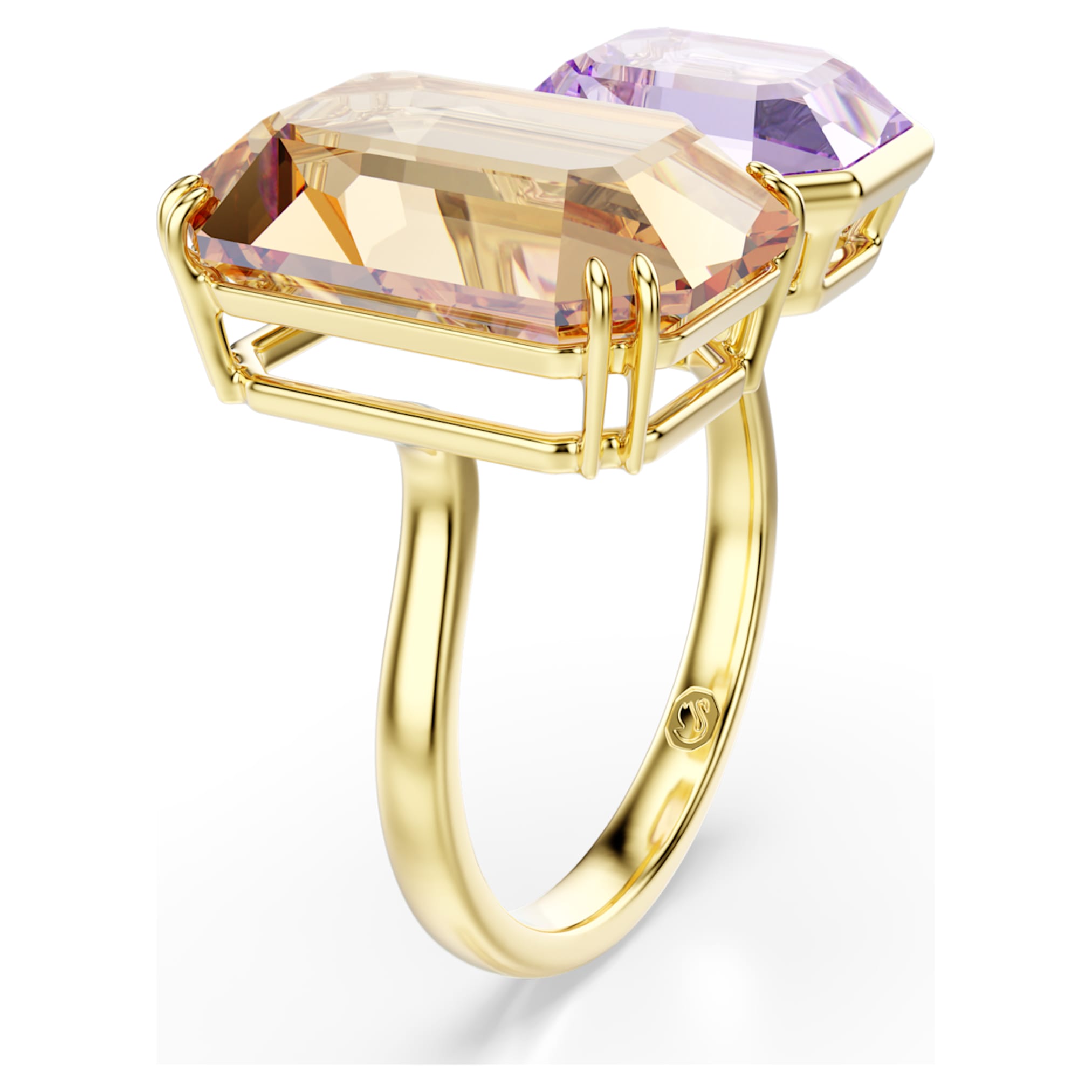 Swarovski Millenia open ring Octagon cut, Multicolored, 18K gold finish