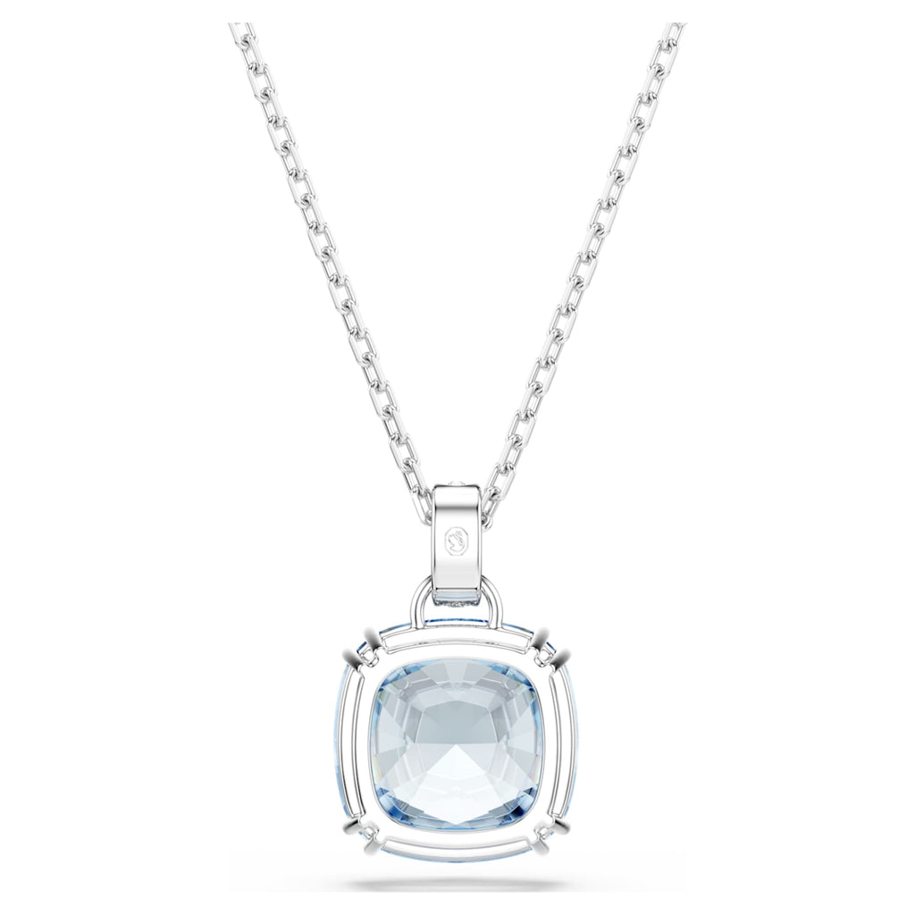 Swarovski Millenia pendant Cushion cut, Blue, Rhodium plated