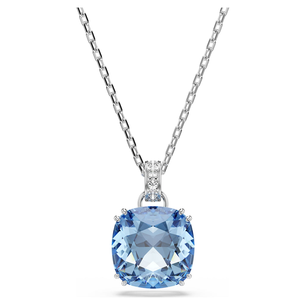 Swarovski Millenia pendant Cushion cut, Blue, Rhodium plated