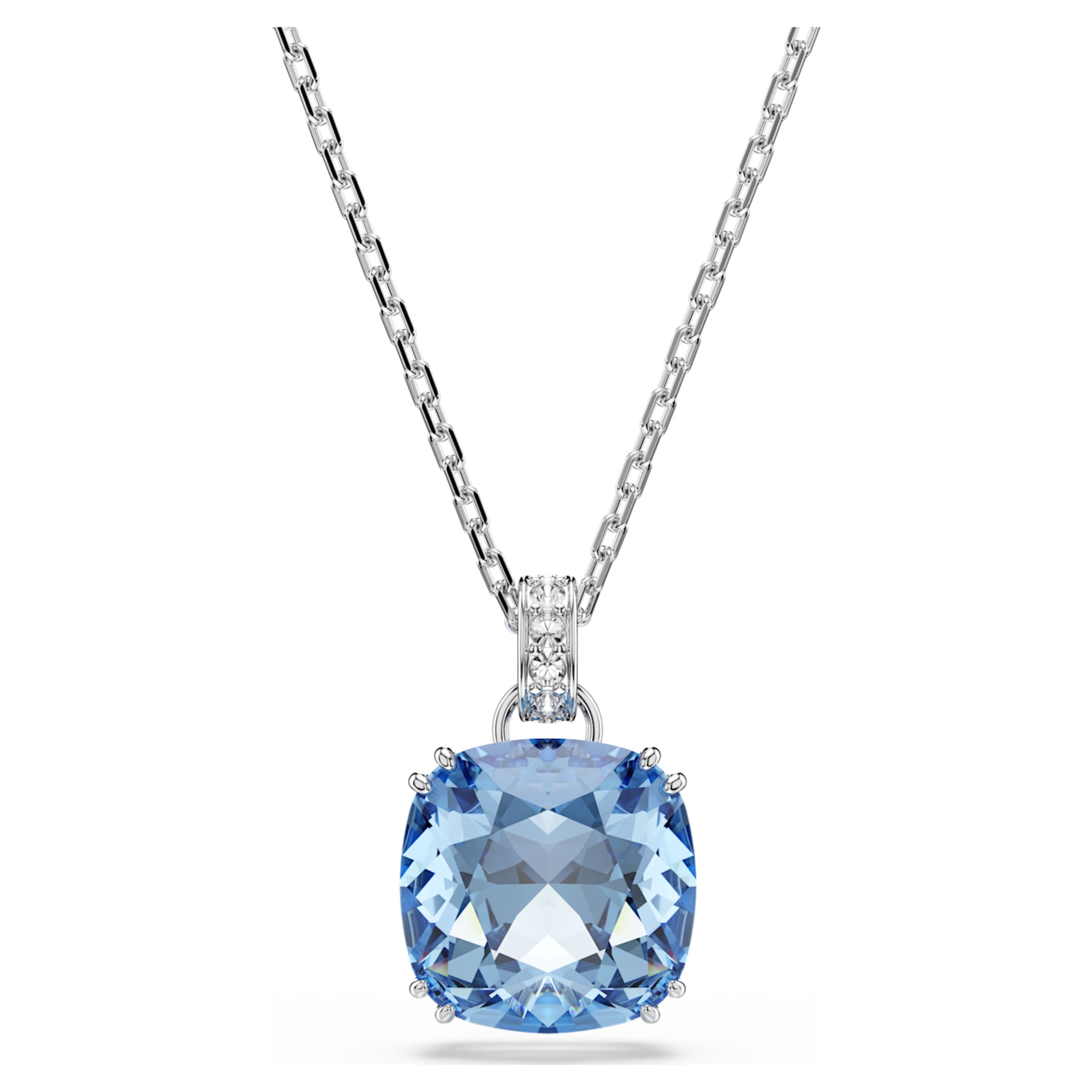 Swarovski Millenia pendant Cushion cut, Blue, Rhodium plated