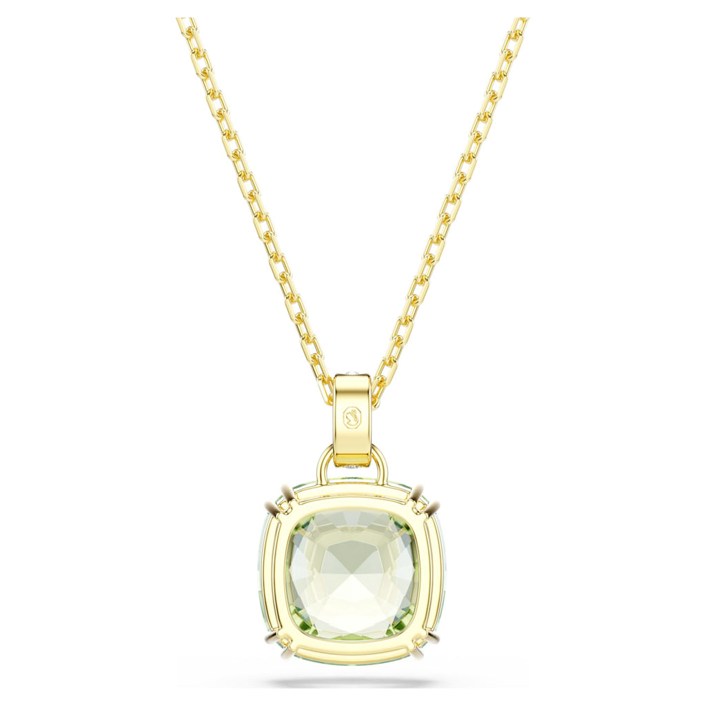 Swarovski Millenia pendant Cushion cut, Green, 18K gold finish