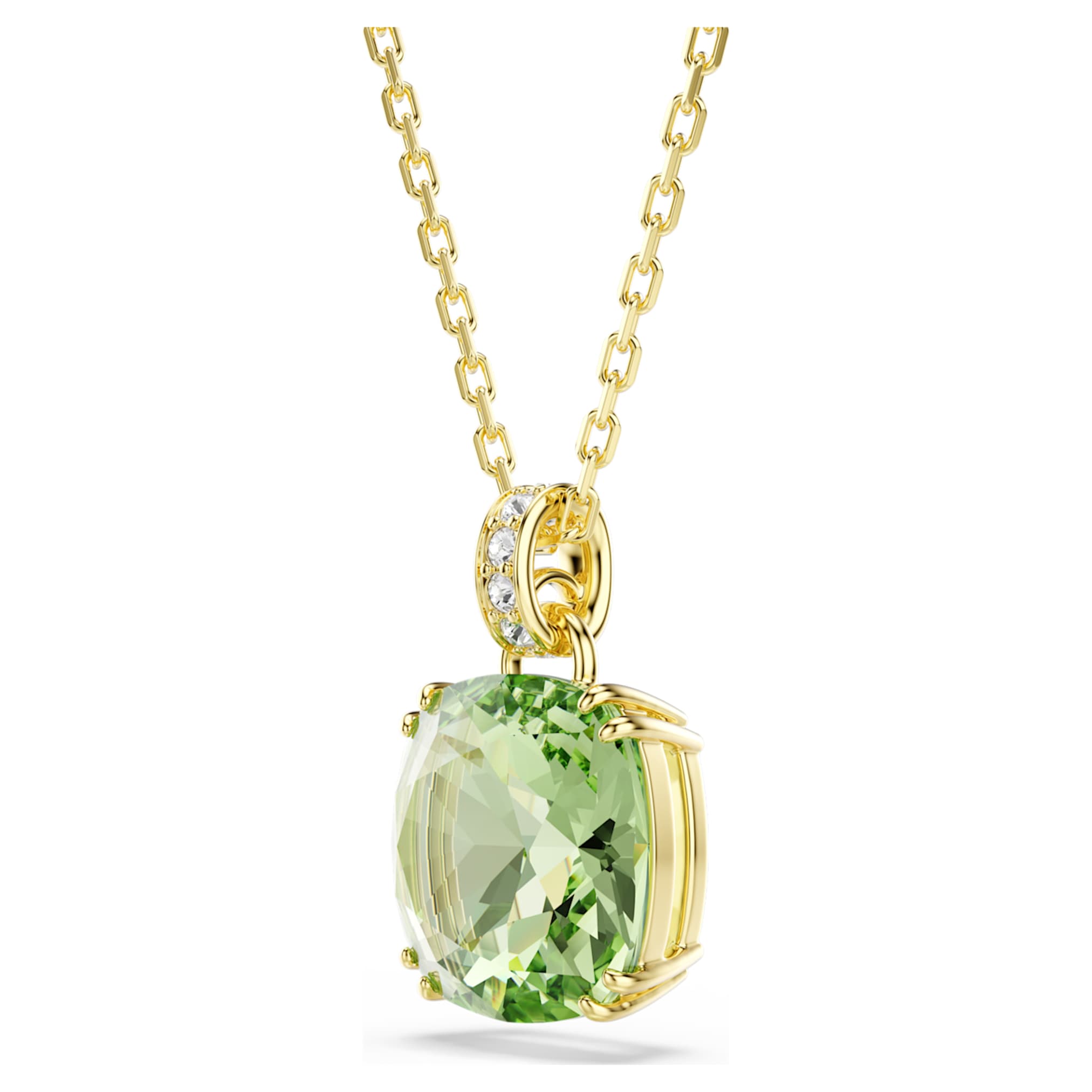 Swarovski Millenia pendant Cushion cut, Green, 18K gold finish