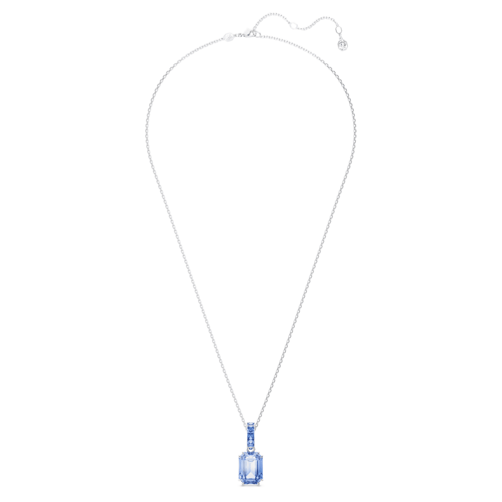 Swarovski Millenia pendant Octagon cut, Blue, Rhodium plated