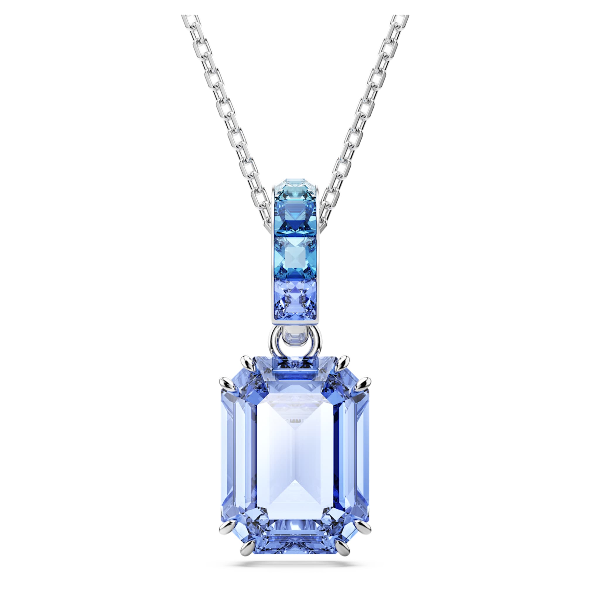 Swarovski Millenia pendant Octagon cut, Blue, Rhodium plated
