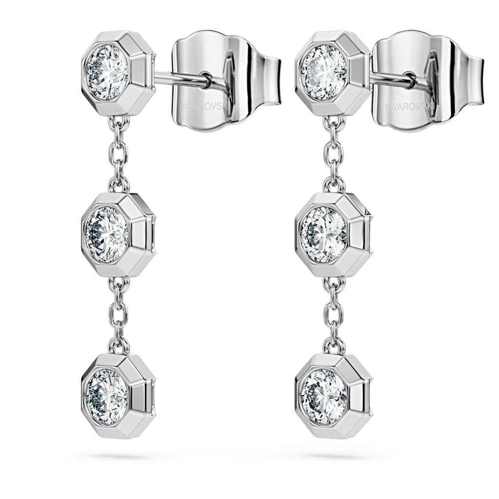 Swarovski Octagon drop earrings Lab-grown diamonds 0.6 ct tw, Round shape, Sterling silver
