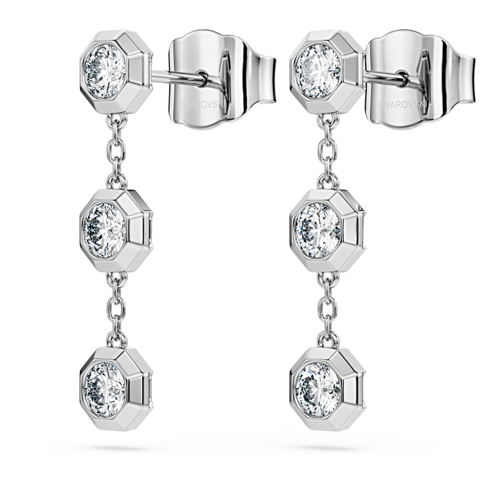 Swarovski Octagon drop earrings Lab-grown diamonds 0.6 ct tw, Round shape, Sterling silver