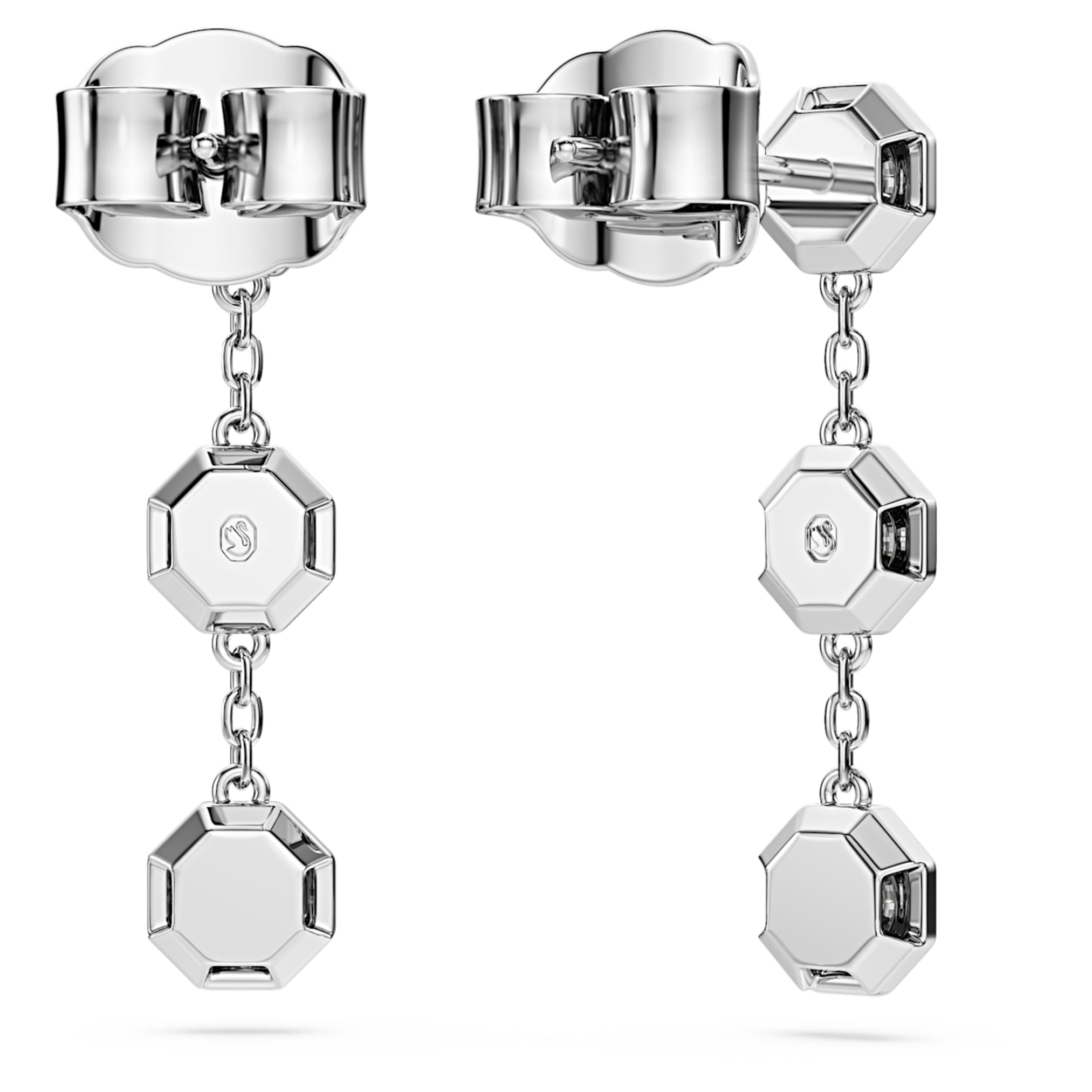 Swarovski Octagon drop earrings Lab-grown diamonds 0.6 ct tw, Round shape, Sterling silver