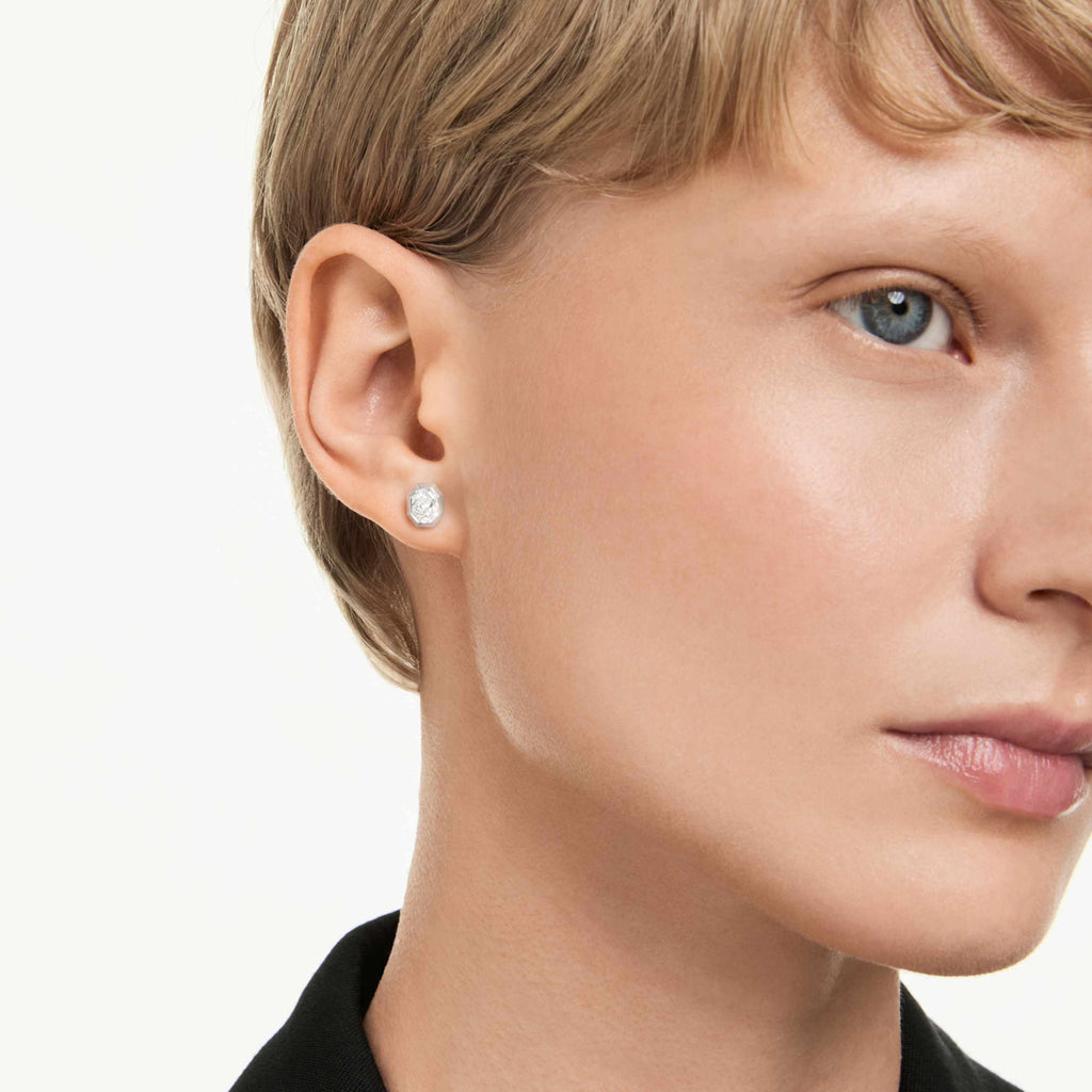 Swarovski Octagon stud earrings Lab-grown diamonds 1.0 ct tw, Octagon shape, 14K white gold