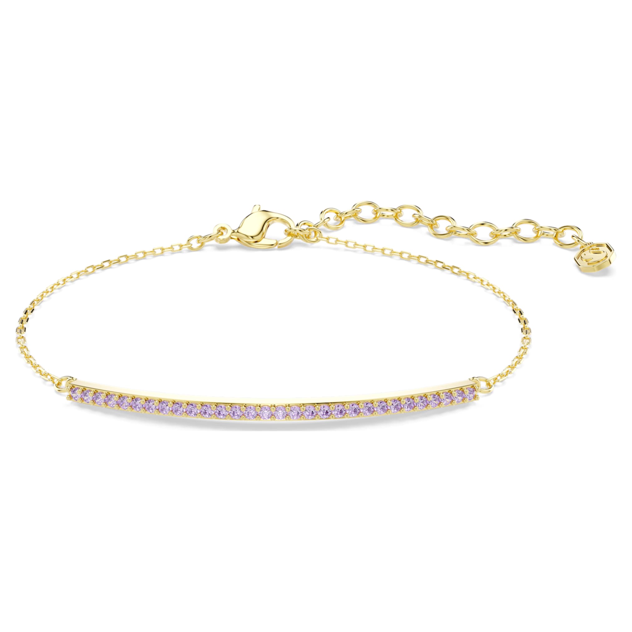 Swarovski Only bracelet Round cut, Purple, 18K gold finish
