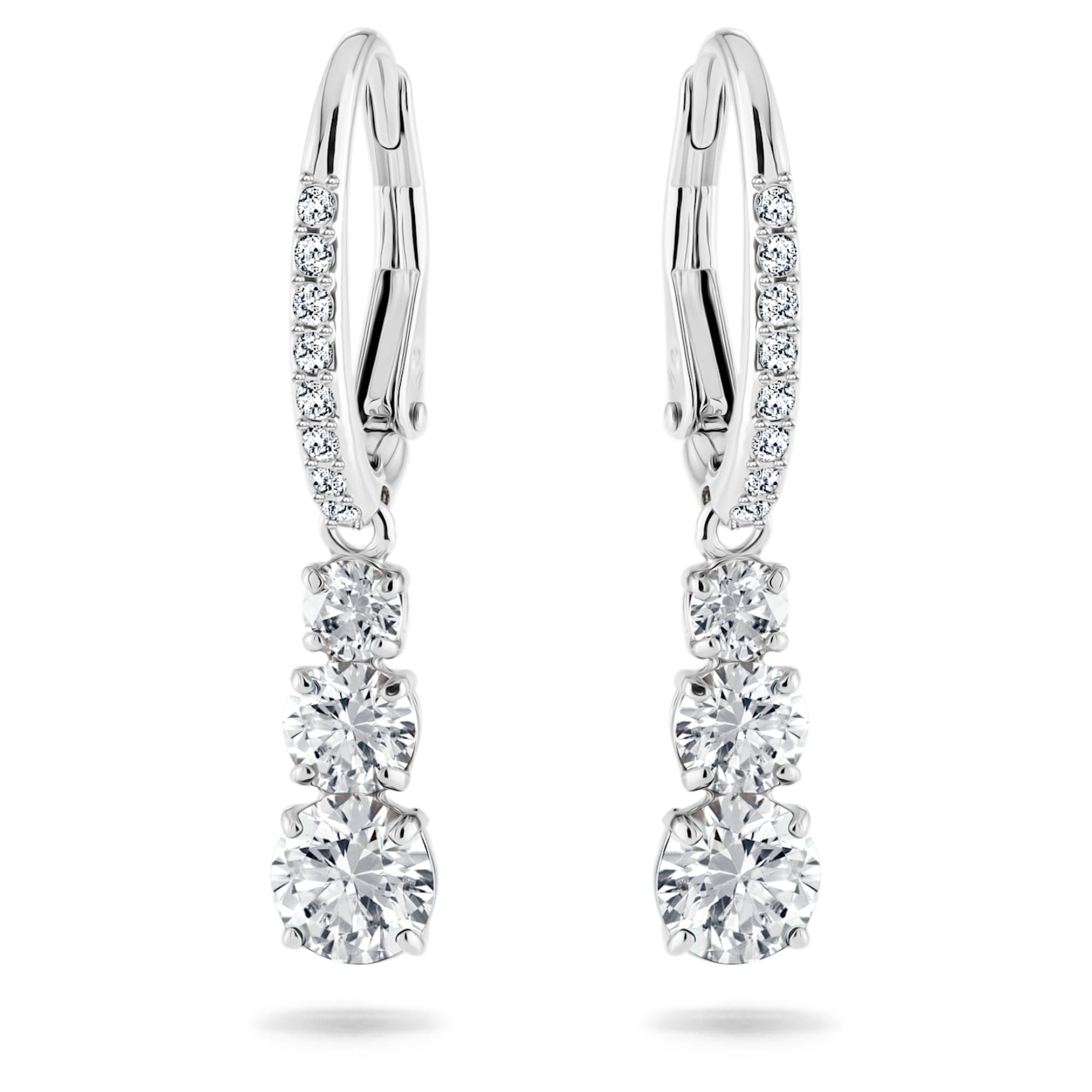 Swarovski Stilla Attract hoop earrings Round cut, White, Rhodium plated