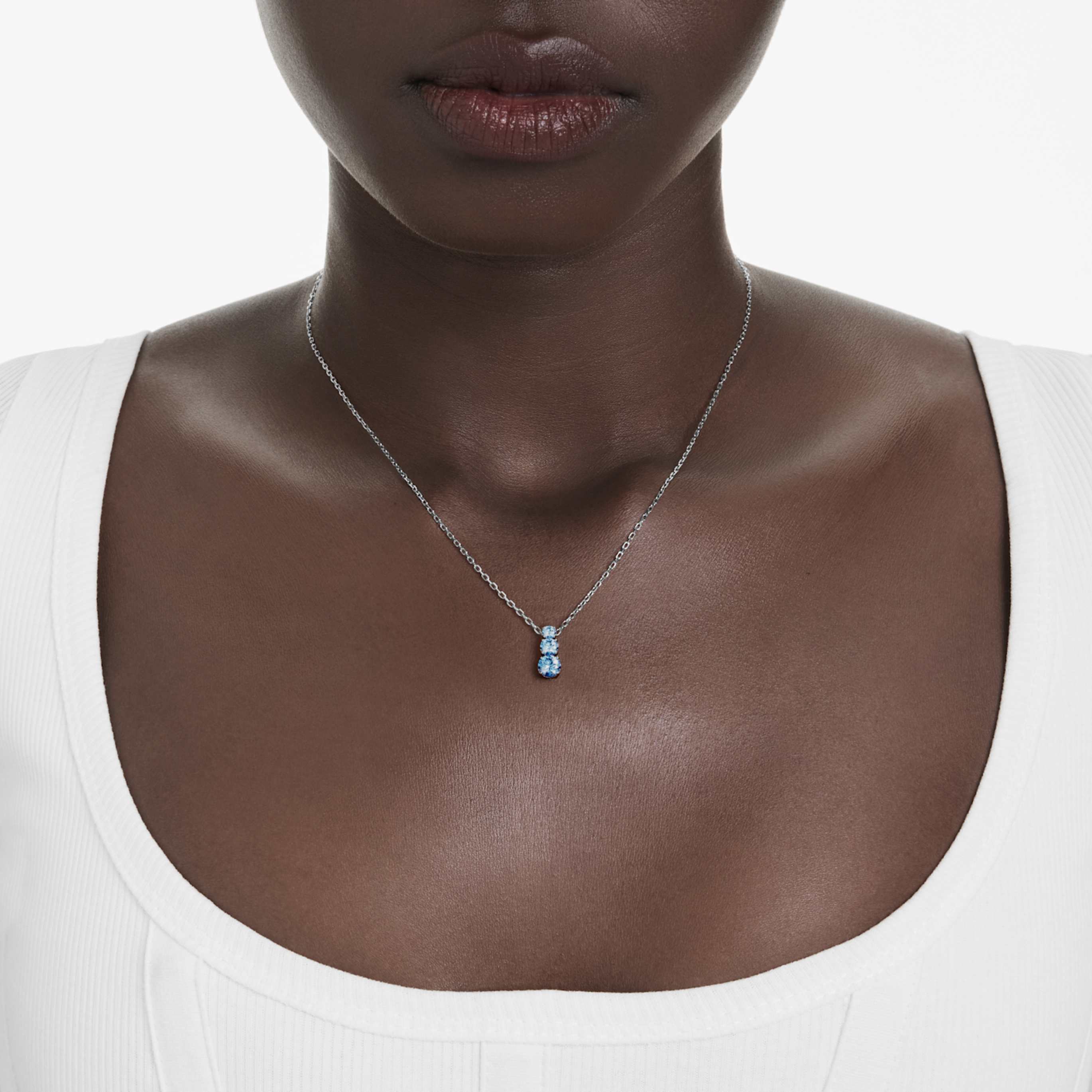 Swarovski Stilla Attract pendant Round cut, White, Rhodium plated