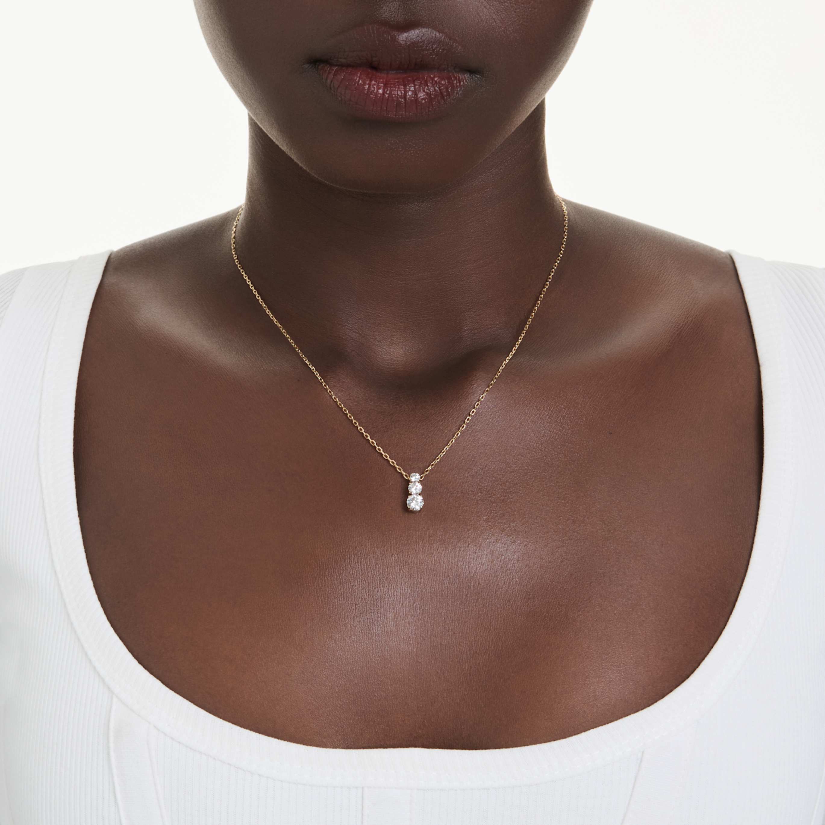 Swarovski Stilla Attract pendant Round cut, White, 18K gold finish