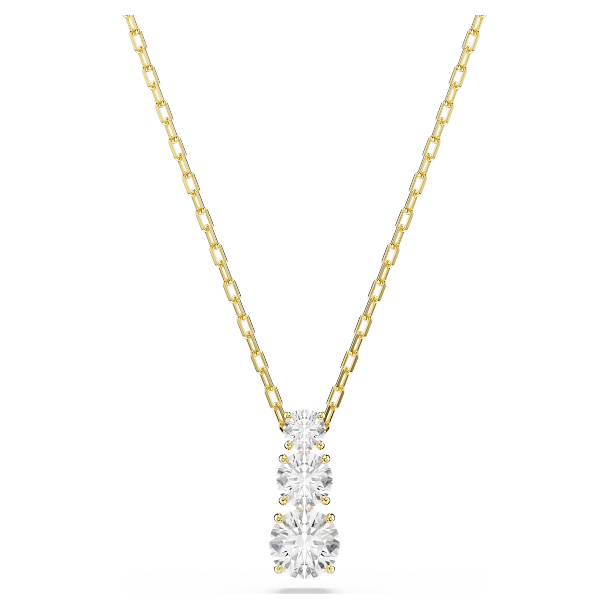 Swarovski Stilla Attract pendant Round cut, White, 18K gold finish