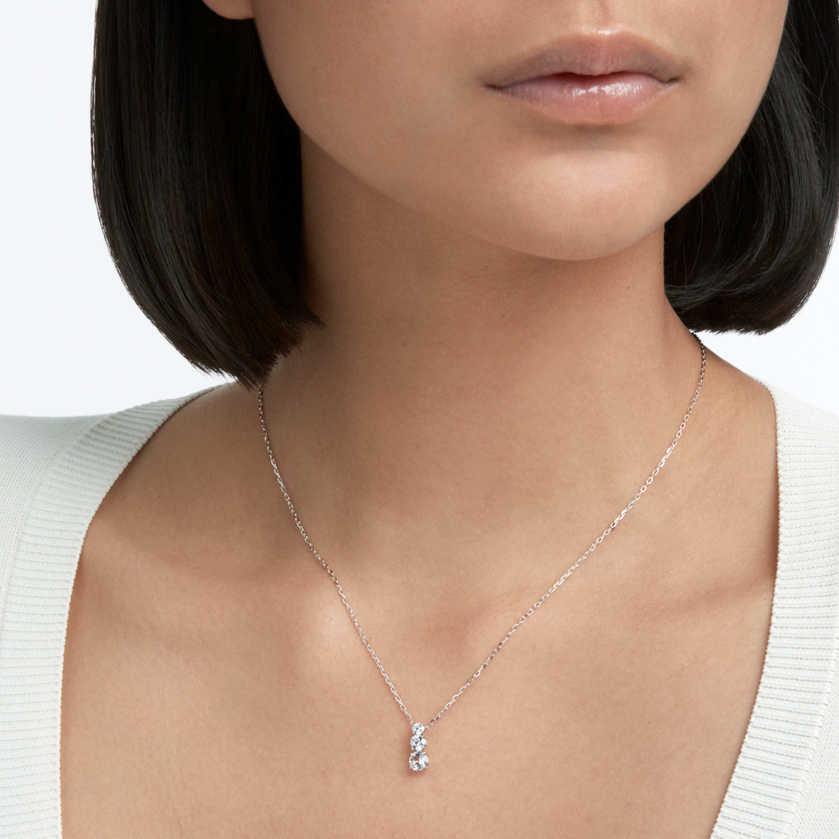 Swarovski Stilla Attract pendant Round cut, White, Rhodium plated