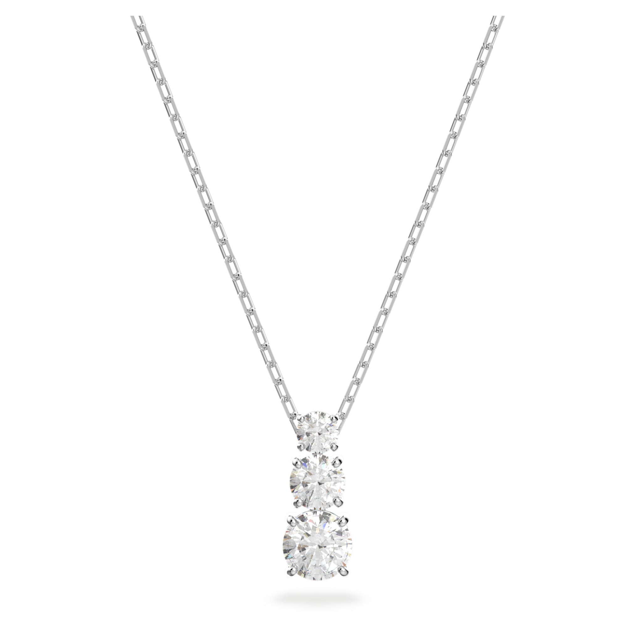 Swarovski Stilla Attract pendant Round cut, White, Rhodium plated