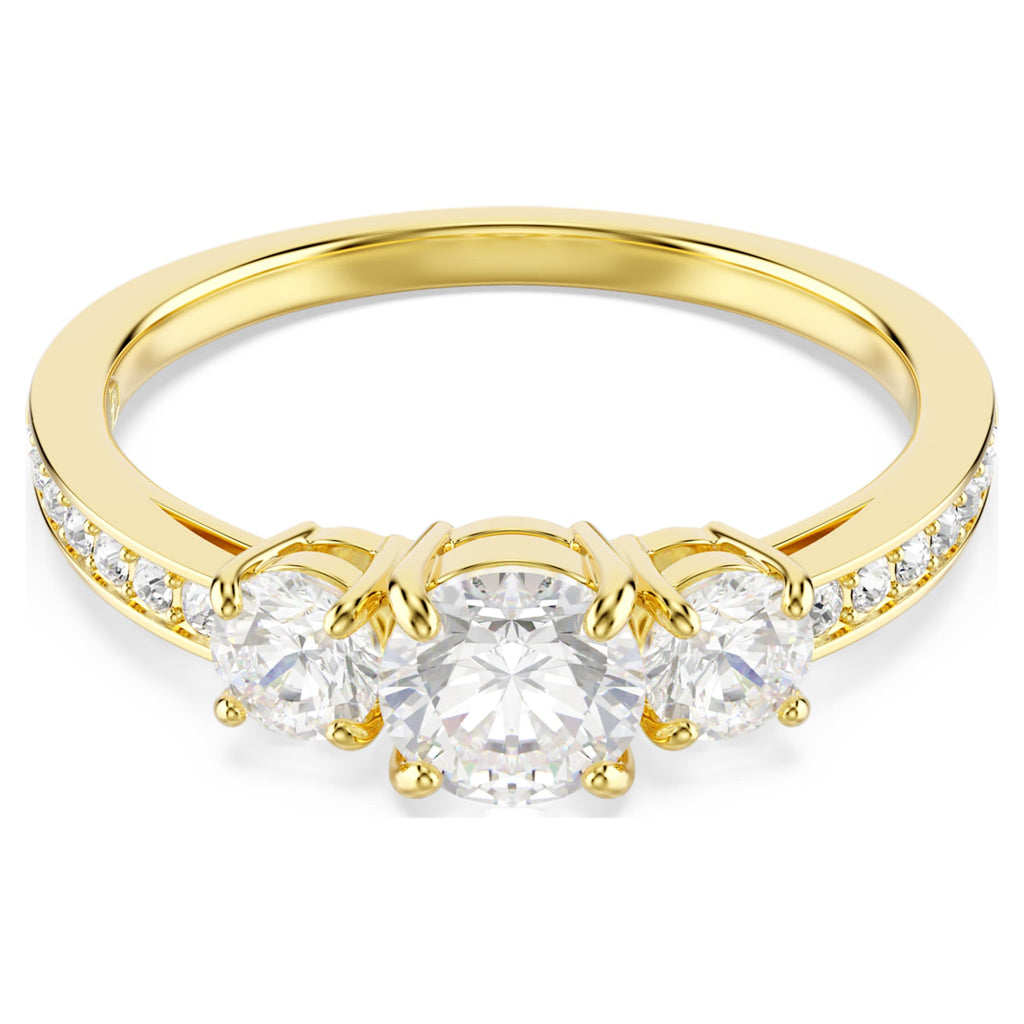 Swarovski Stilla Attract ring Round cut, White, 18K gold finish