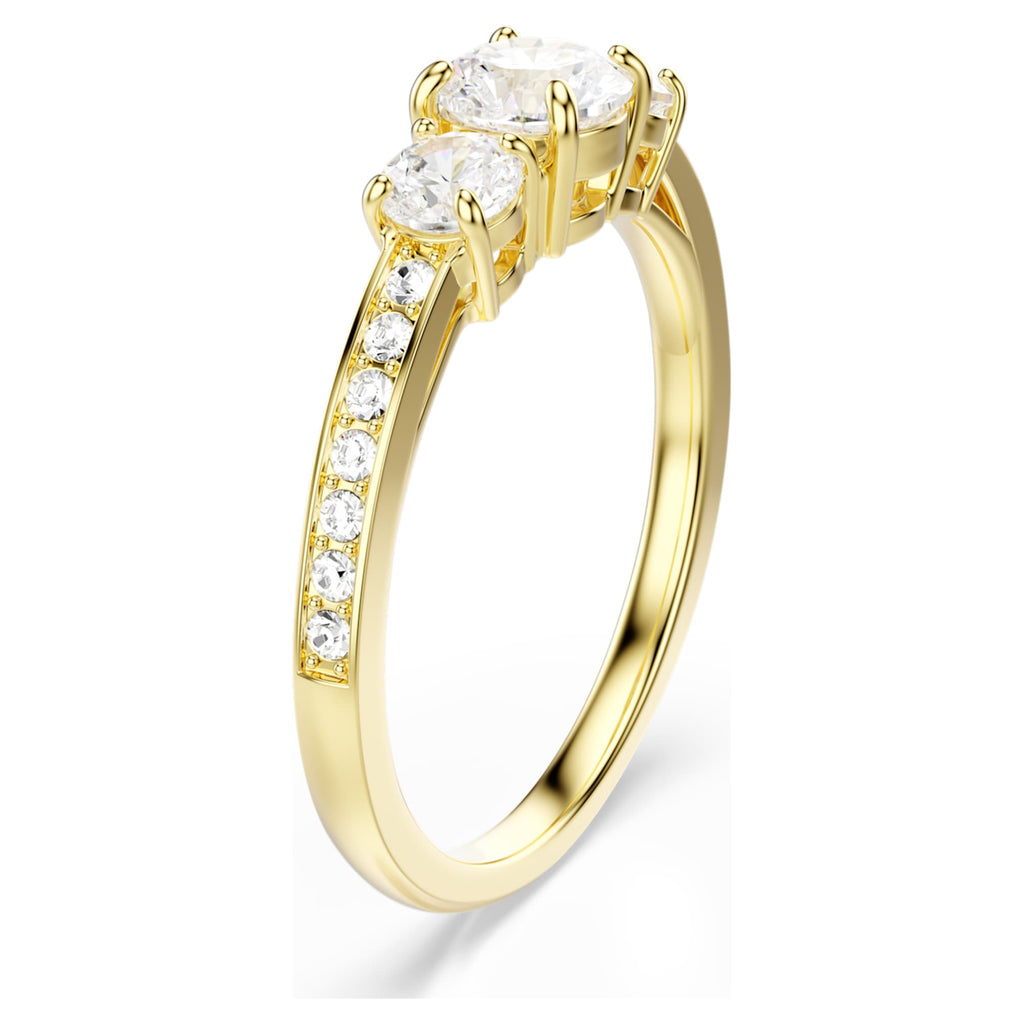 Swarovski Stilla Attract ring Round cut, White, 18K gold finish