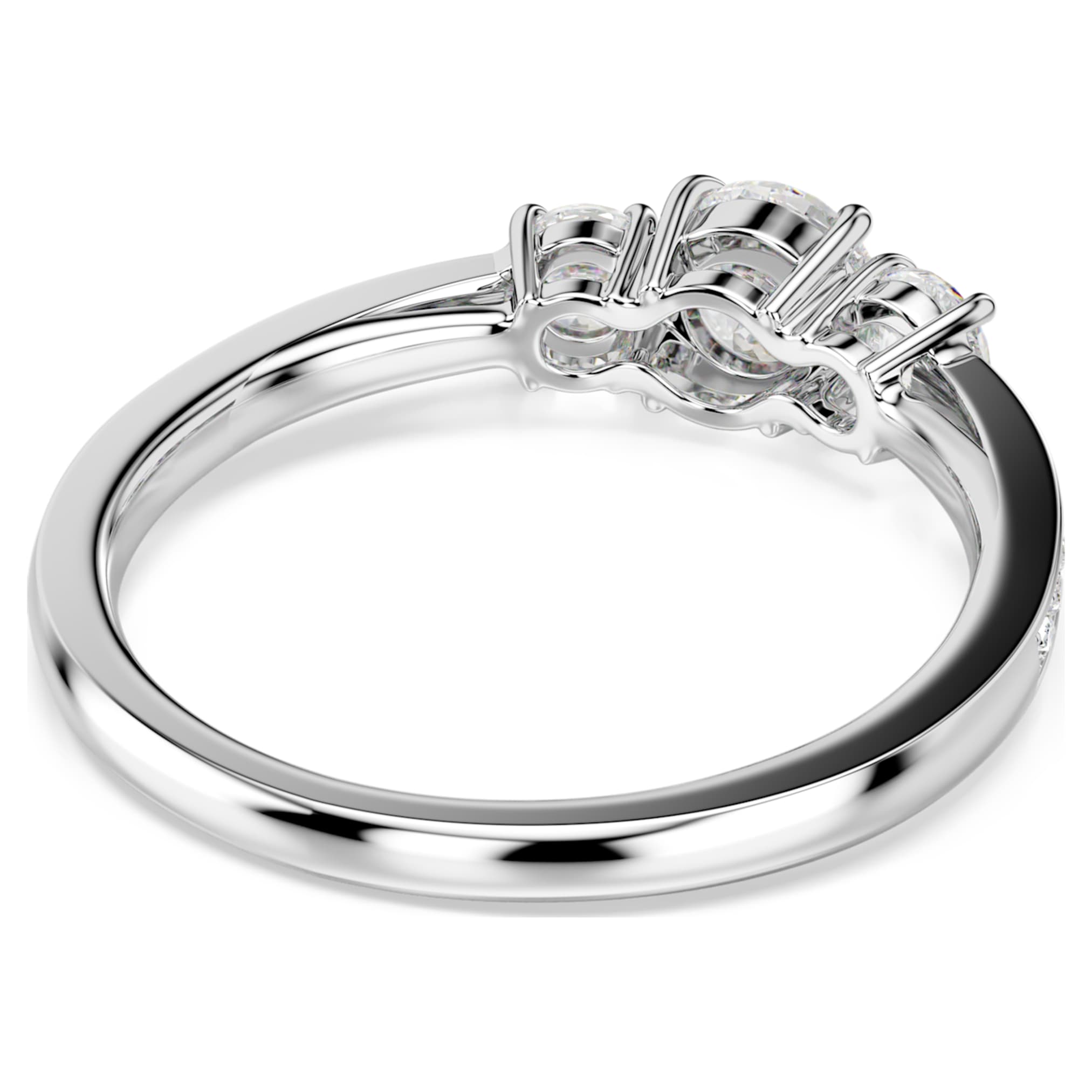 Swarovski Stilla Attract ring Round cut, White, Silver-tone finish
