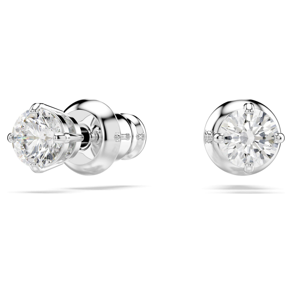 Swarovski Stilla Attract stud earrings Round cut, White, Rhodium plated