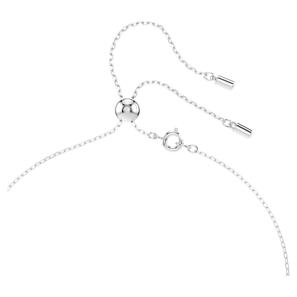 Swarovski Stilla Attract Y necklace Round cut, Blue, Rhodium plated