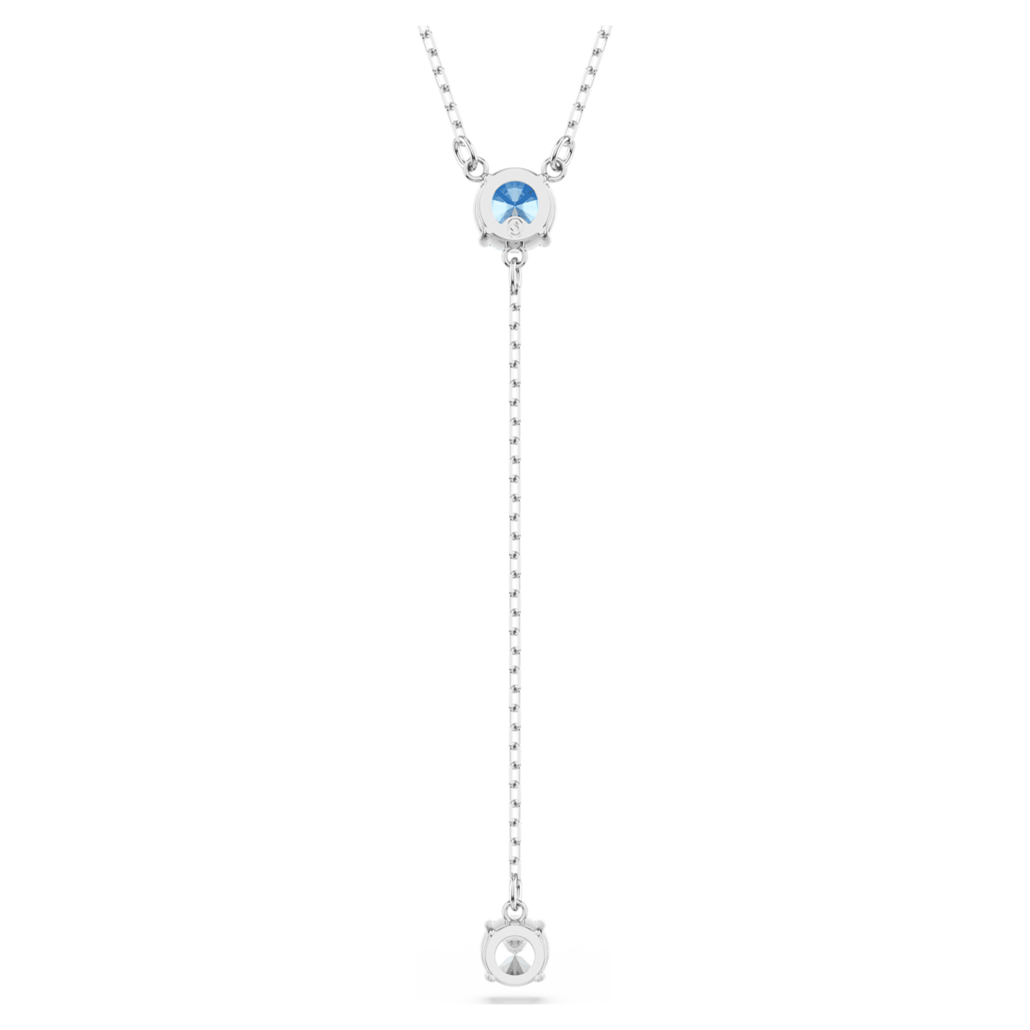 Swarovski Stilla Attract Y necklace Round cut, Blue, Rhodium plated