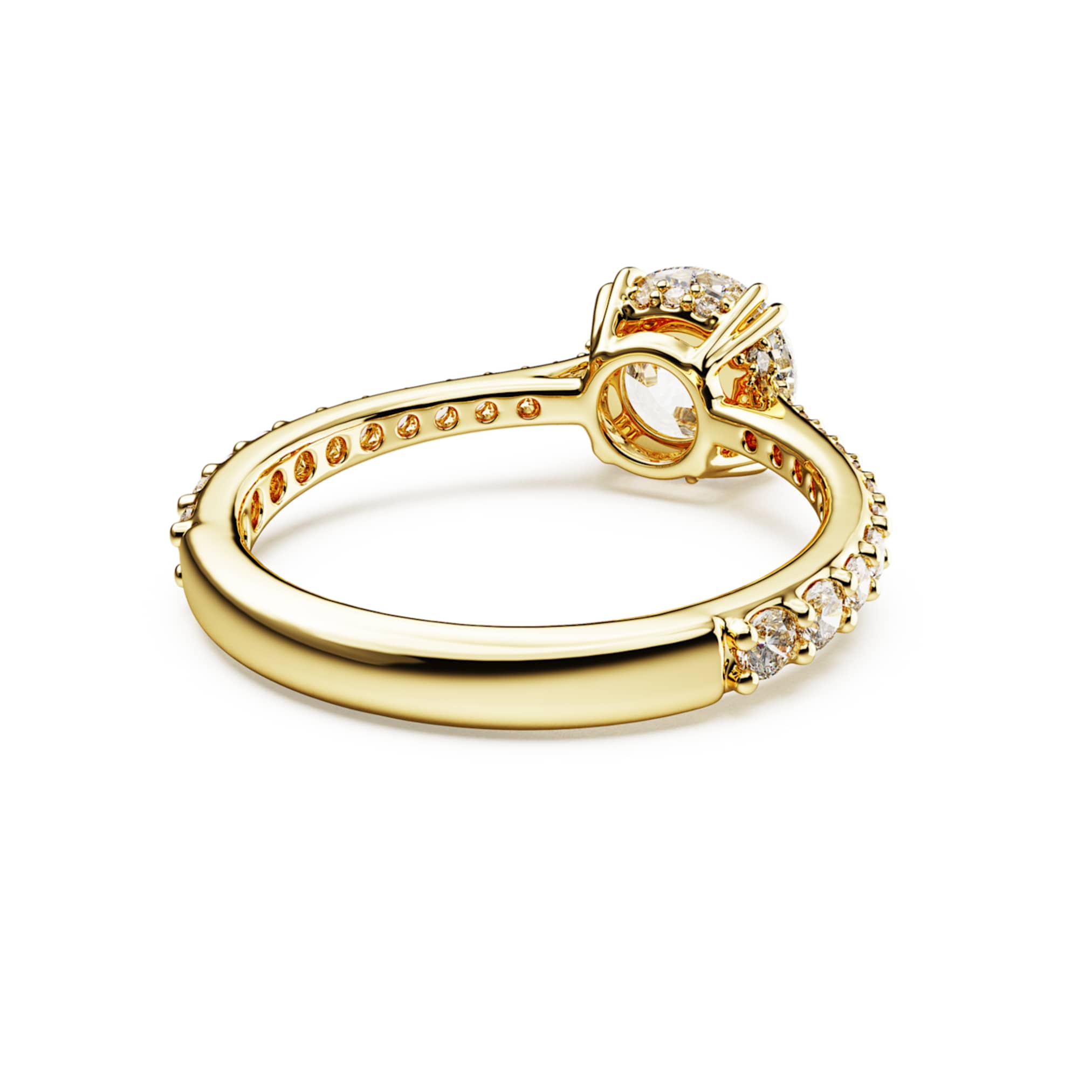 Swarovski Stilla cocktail ring Round cut, Pavé, White, 18K gold finish