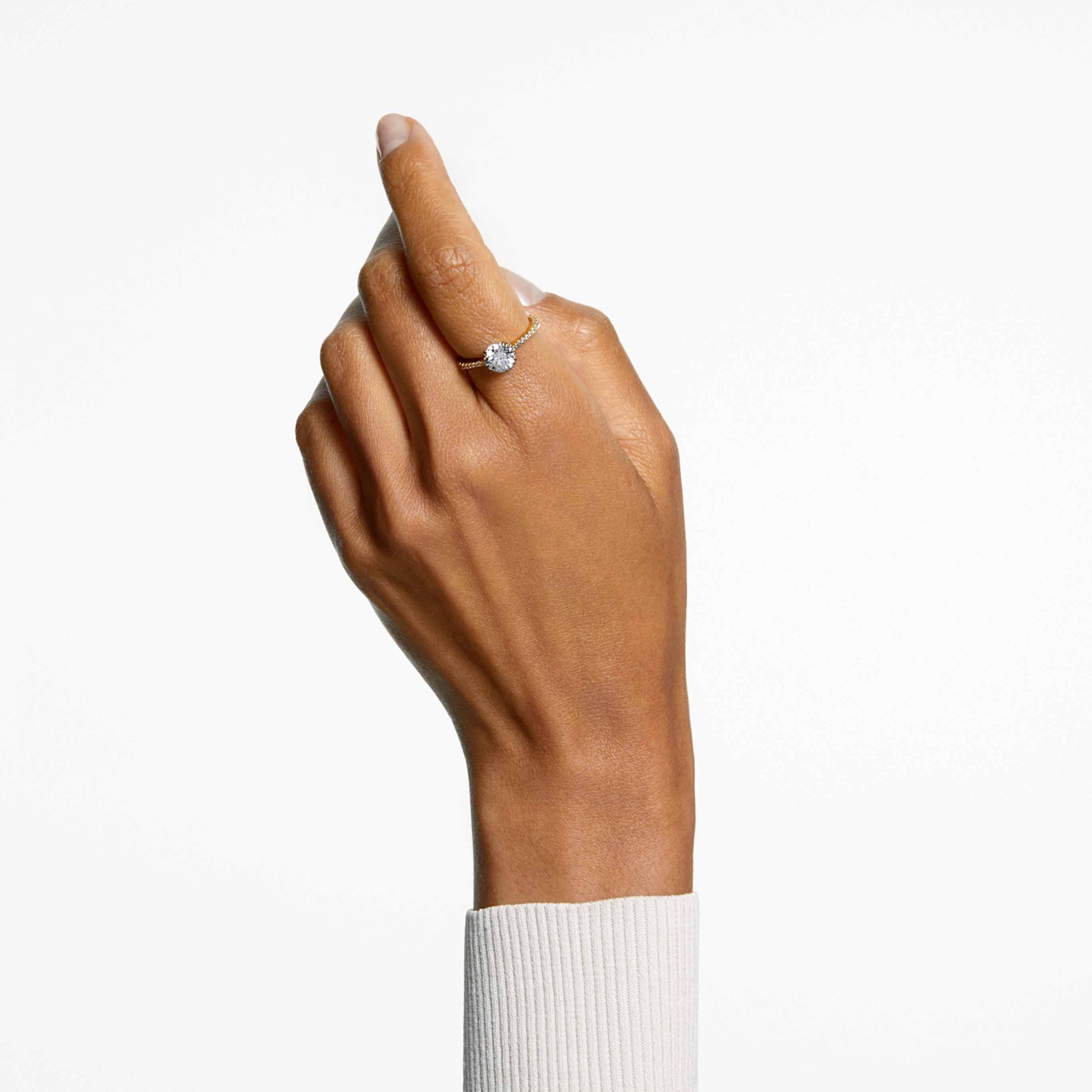 Swarovski Stilla cocktail ring Round cut, Pavé, White, Silver-tone finish